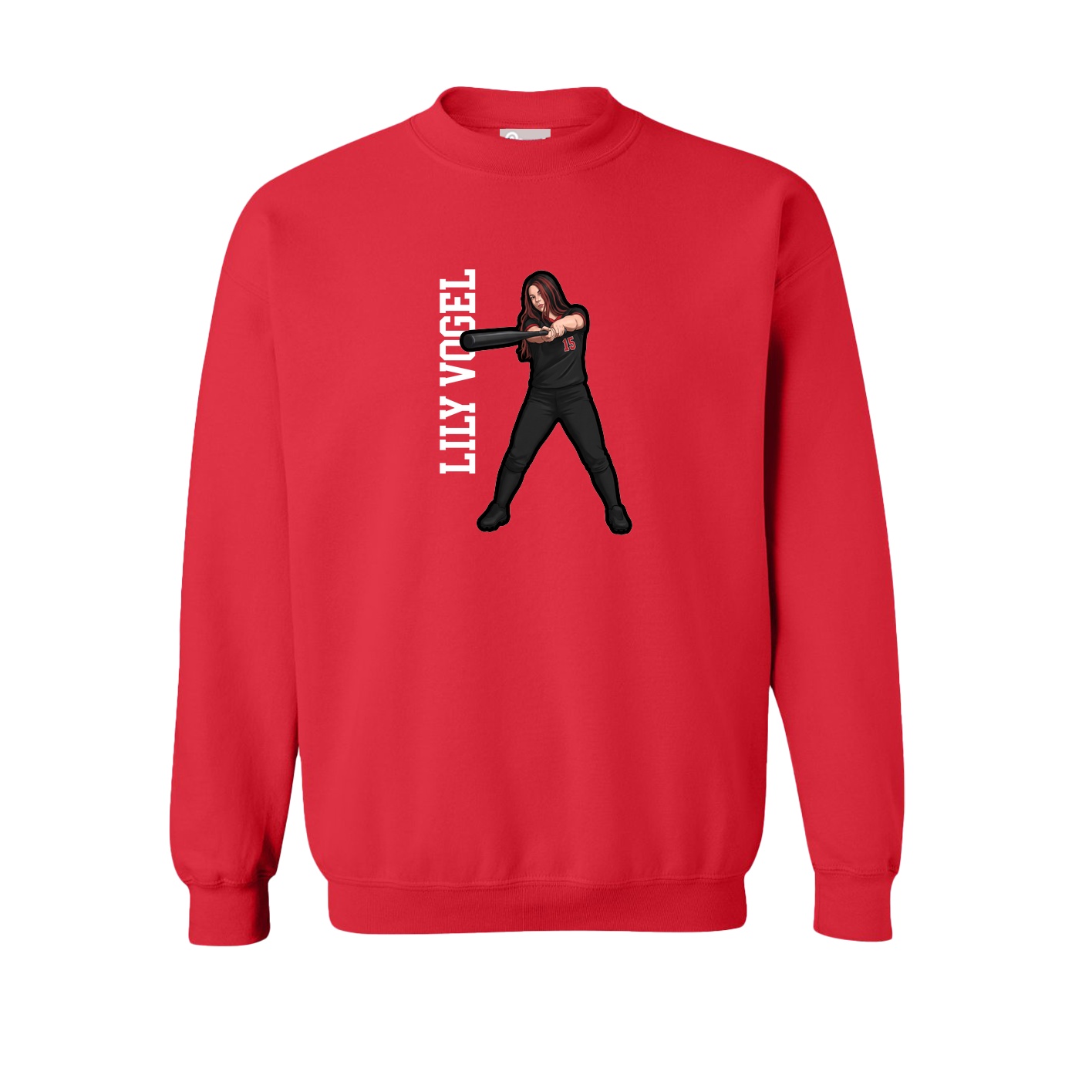 Fleece Crew — Name Vertical in Red