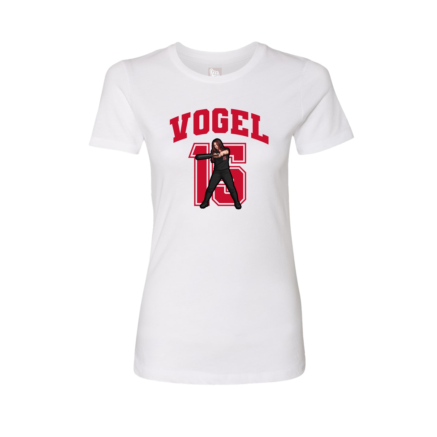 Fitted Women's Tee — Number in White