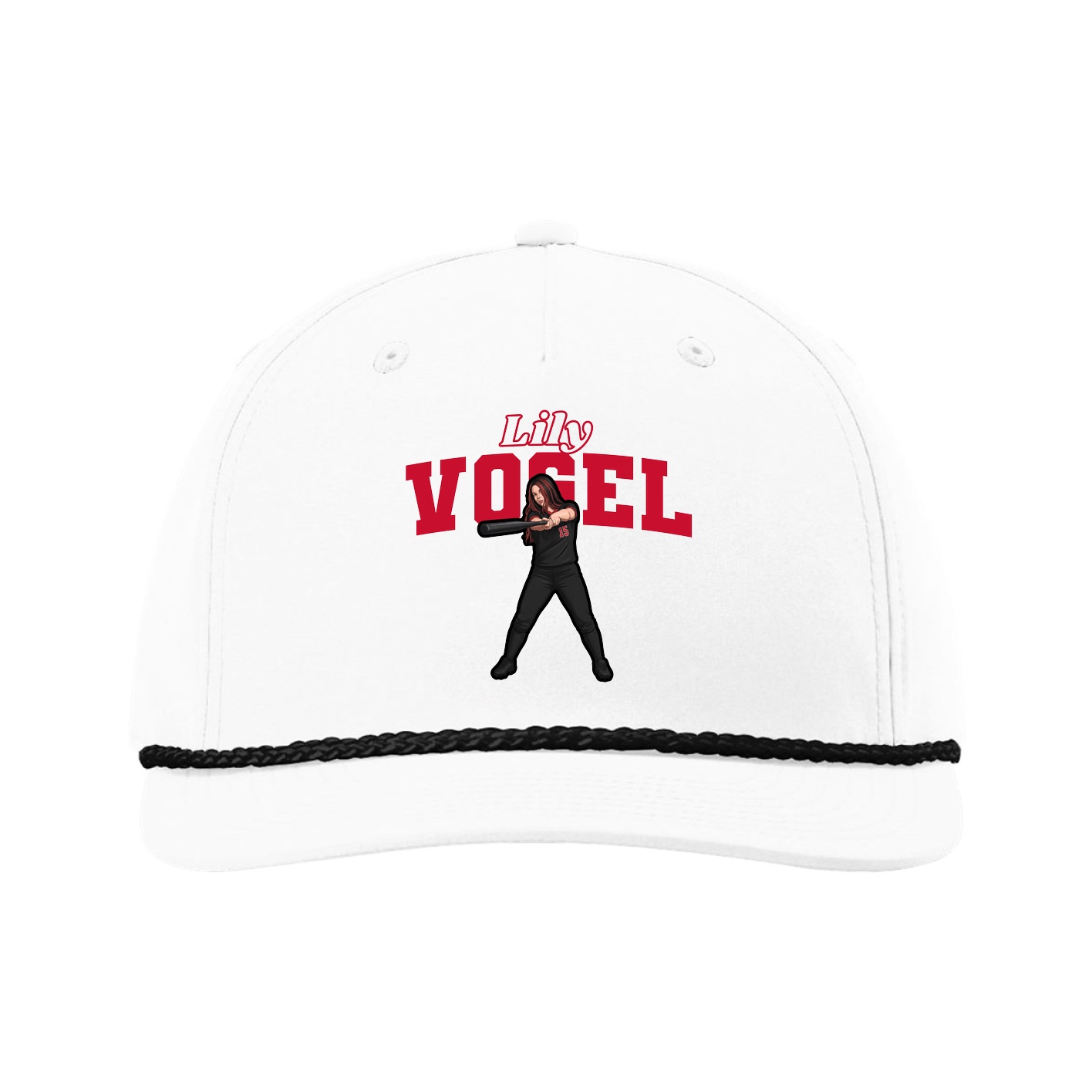 Five-Panel Classic Rope Cap — Name Arch in White
