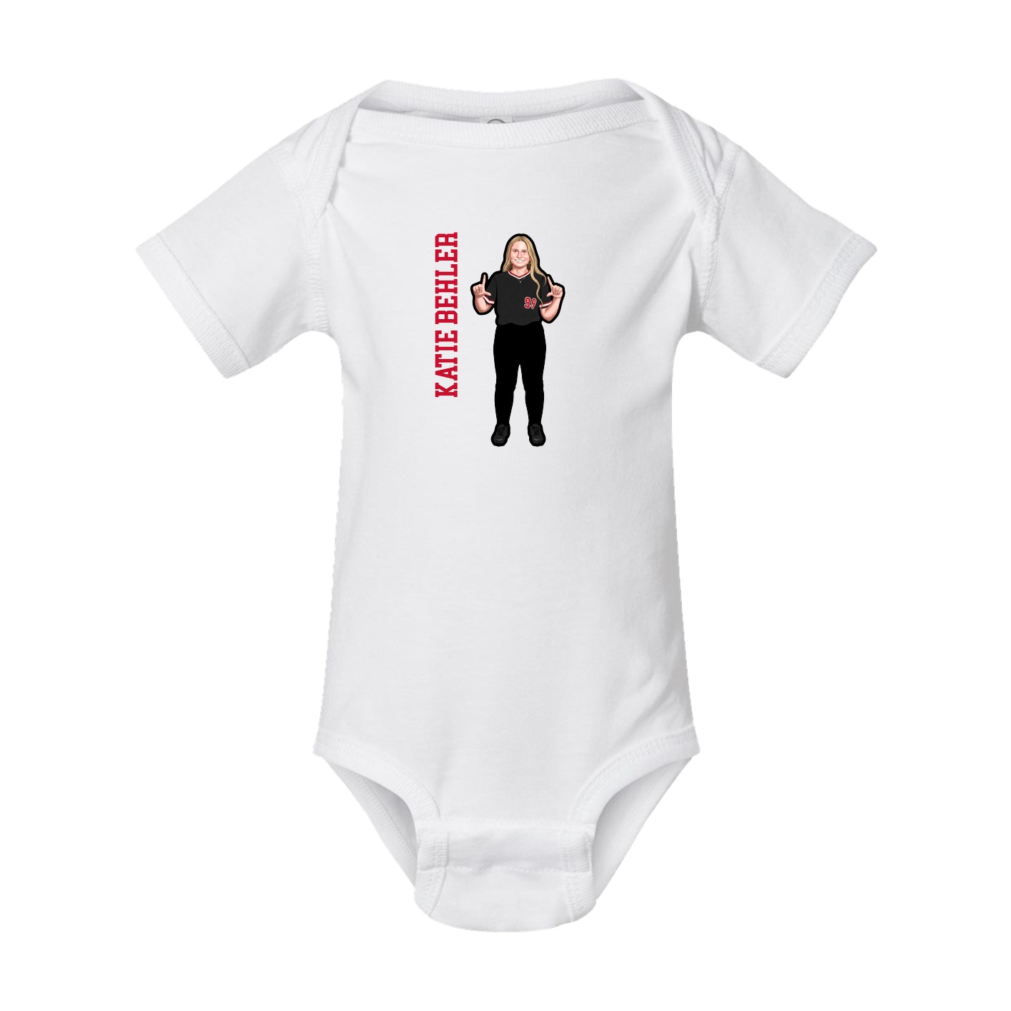 Baby Onesie — Name Vertical in White