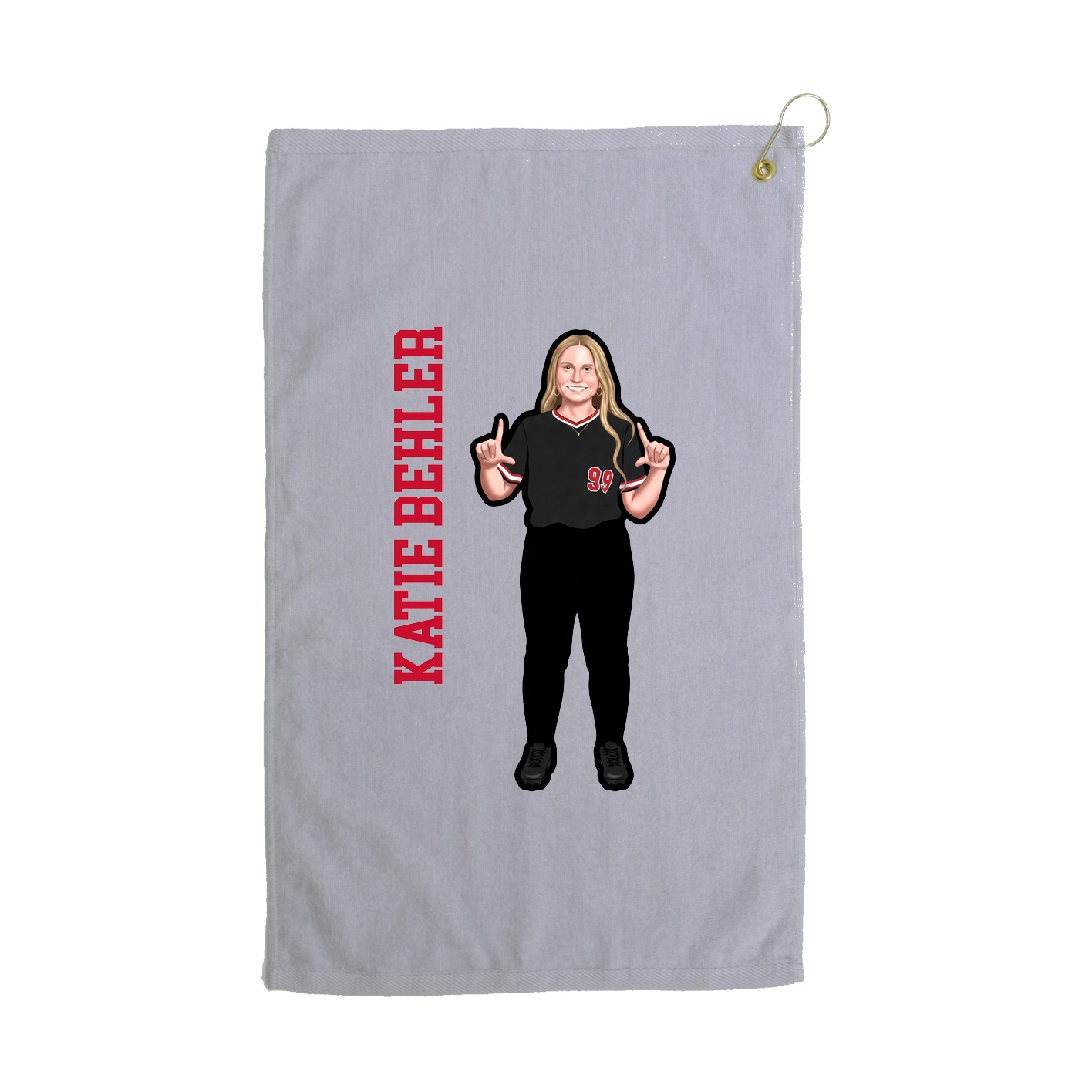 Golf Towel — Name Vertical in Grey