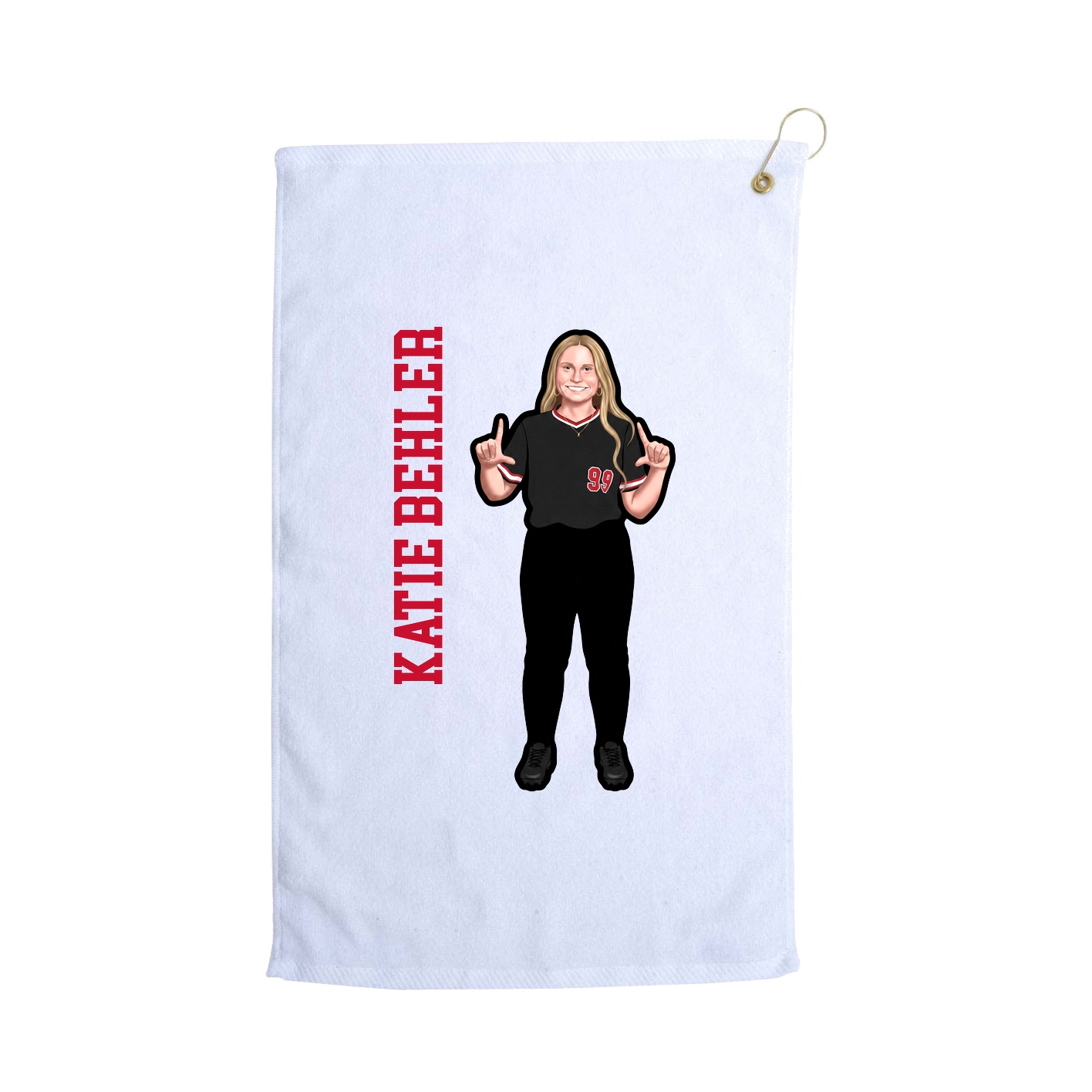 Golf Towel — Name Vertical in White