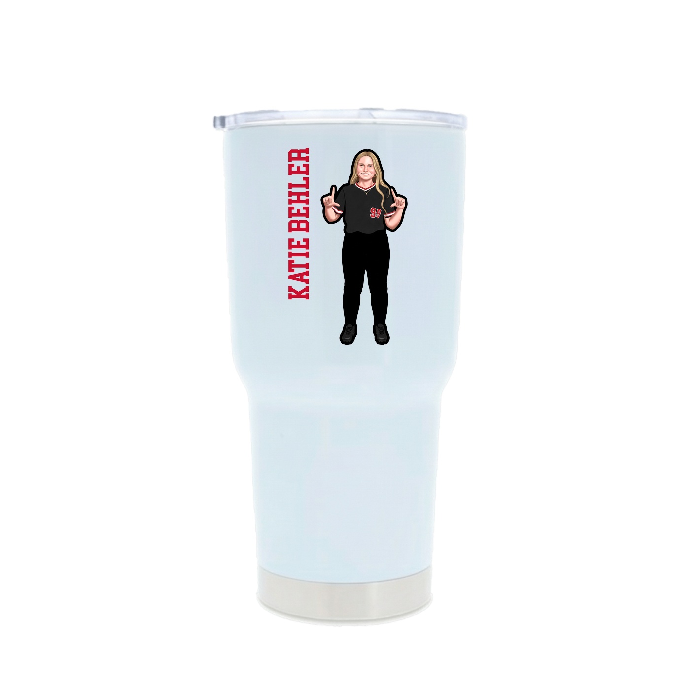 30oz Stainless Steel Tumbler — Name Vertical in White