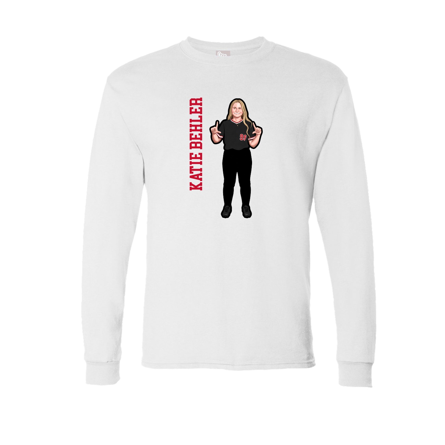 Long Sleeve Tee — Name Vertical in White