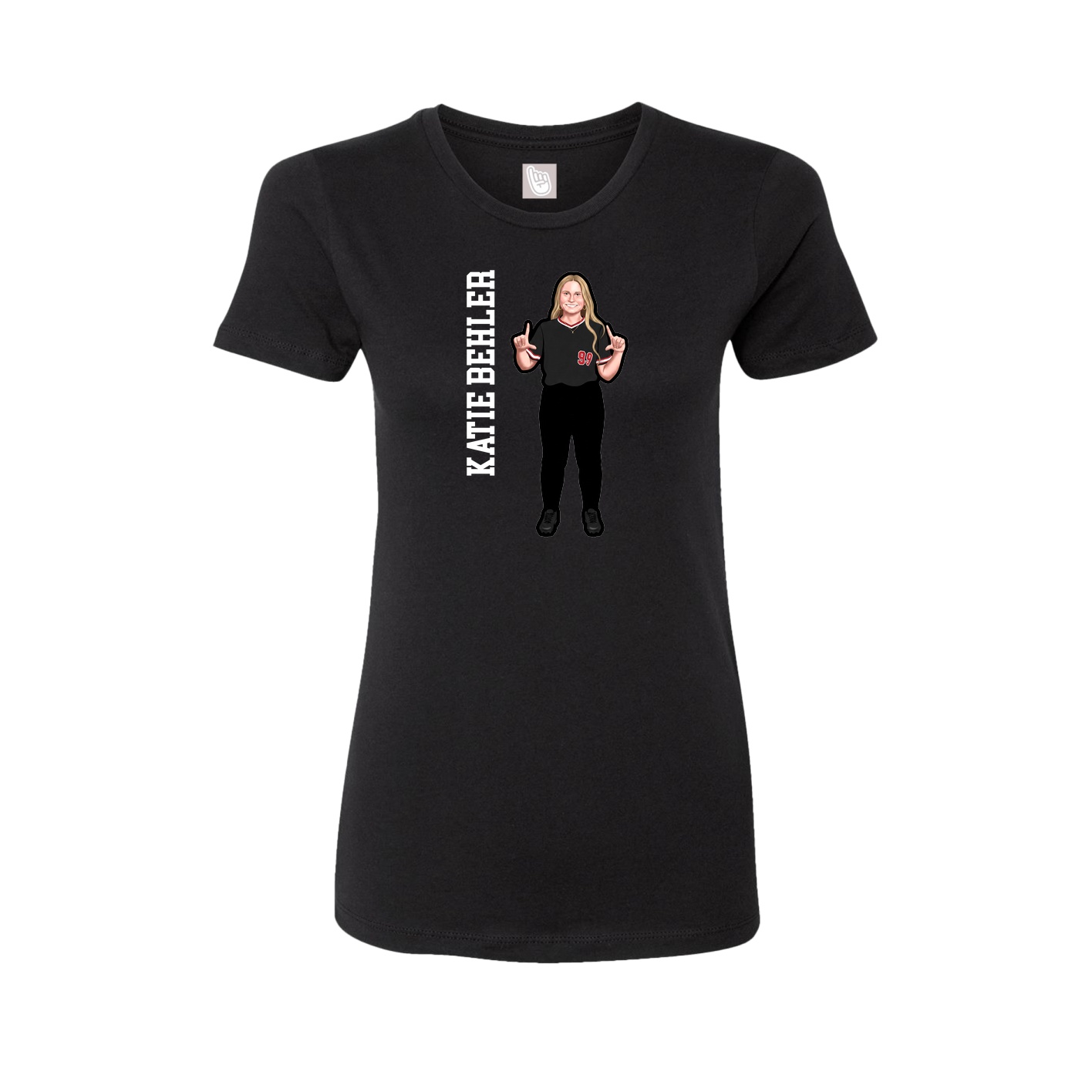 Womens Tee — Name Vertical in Black