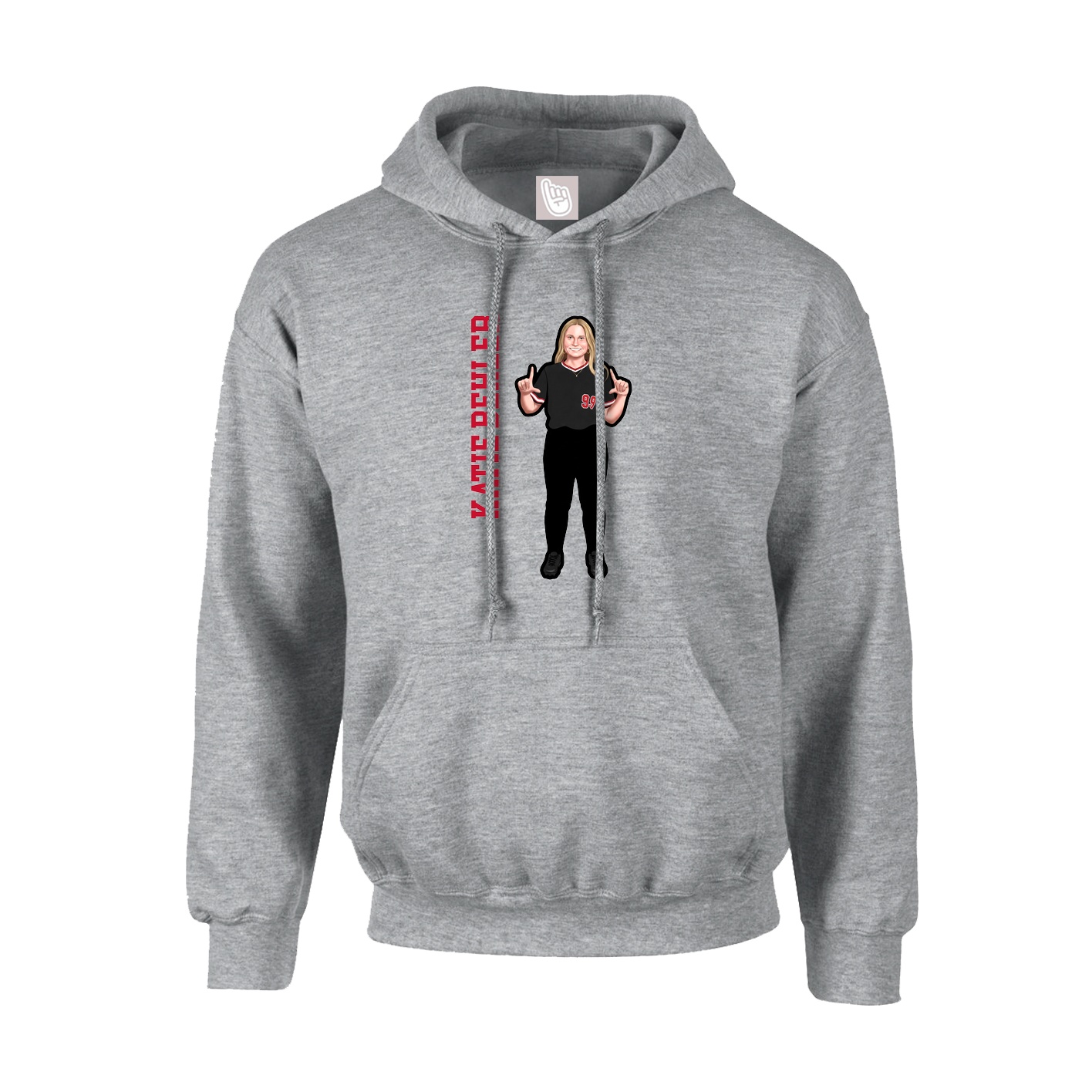 Youth Hoodie — Name Vertical in Grey