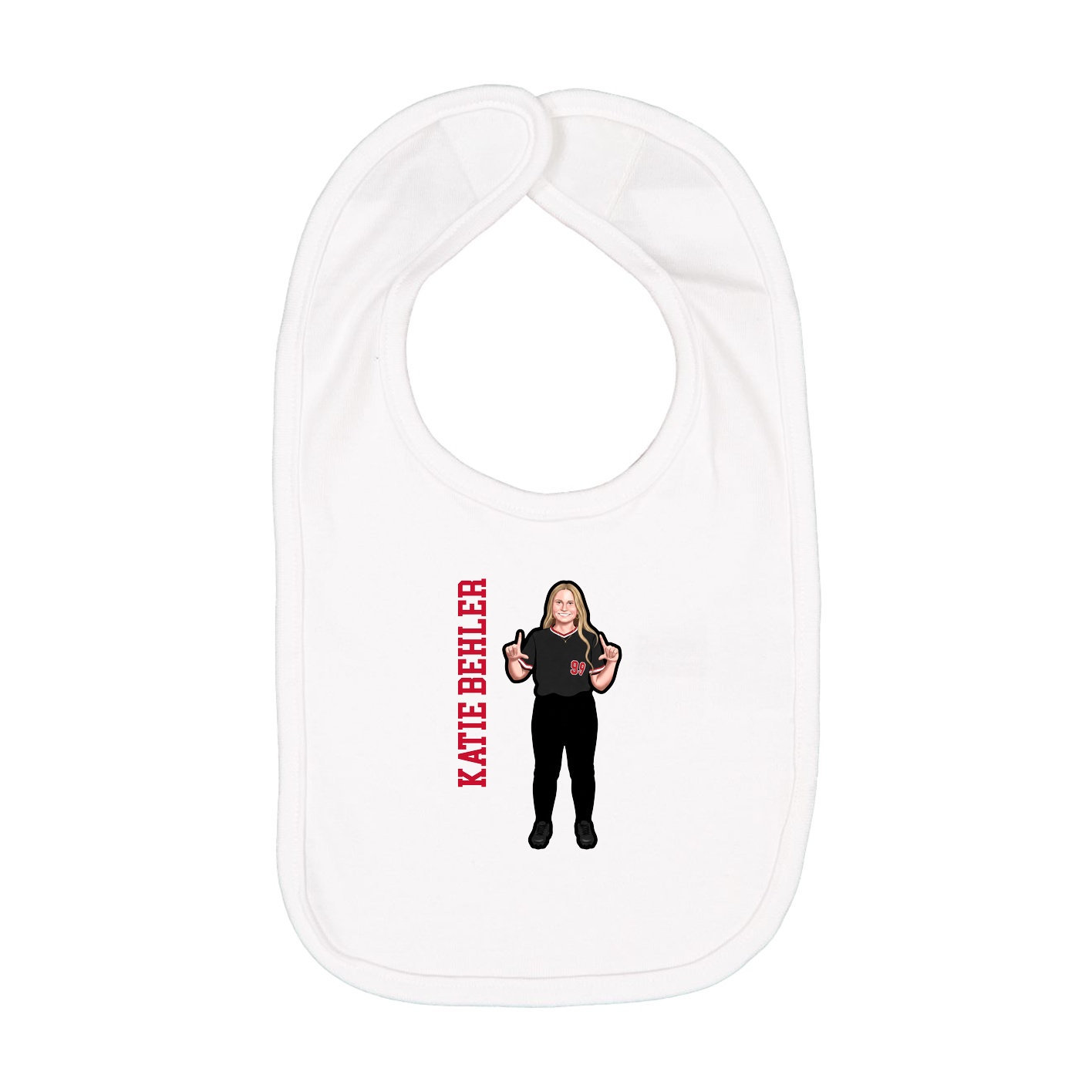 Infant Bib — Name Vertical in White