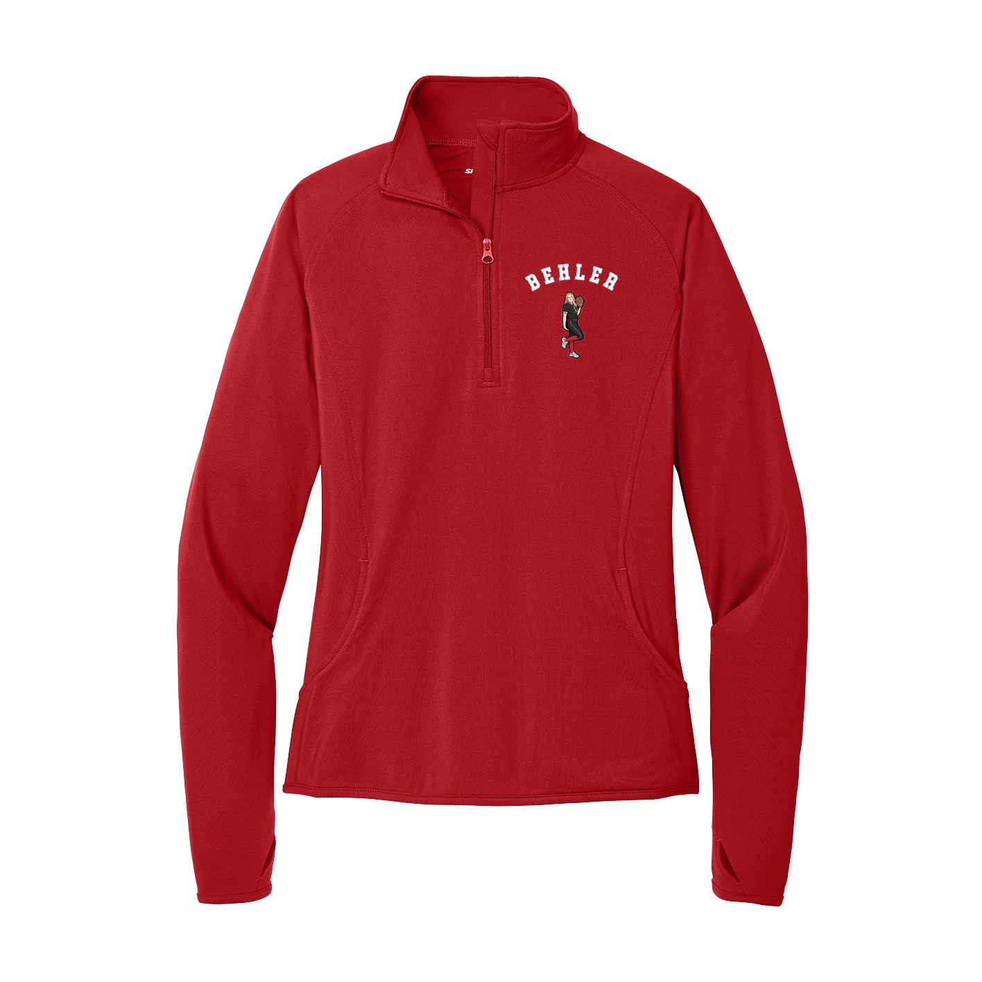 Women's Q-Zip Pullover — Shirsey Arch in Red