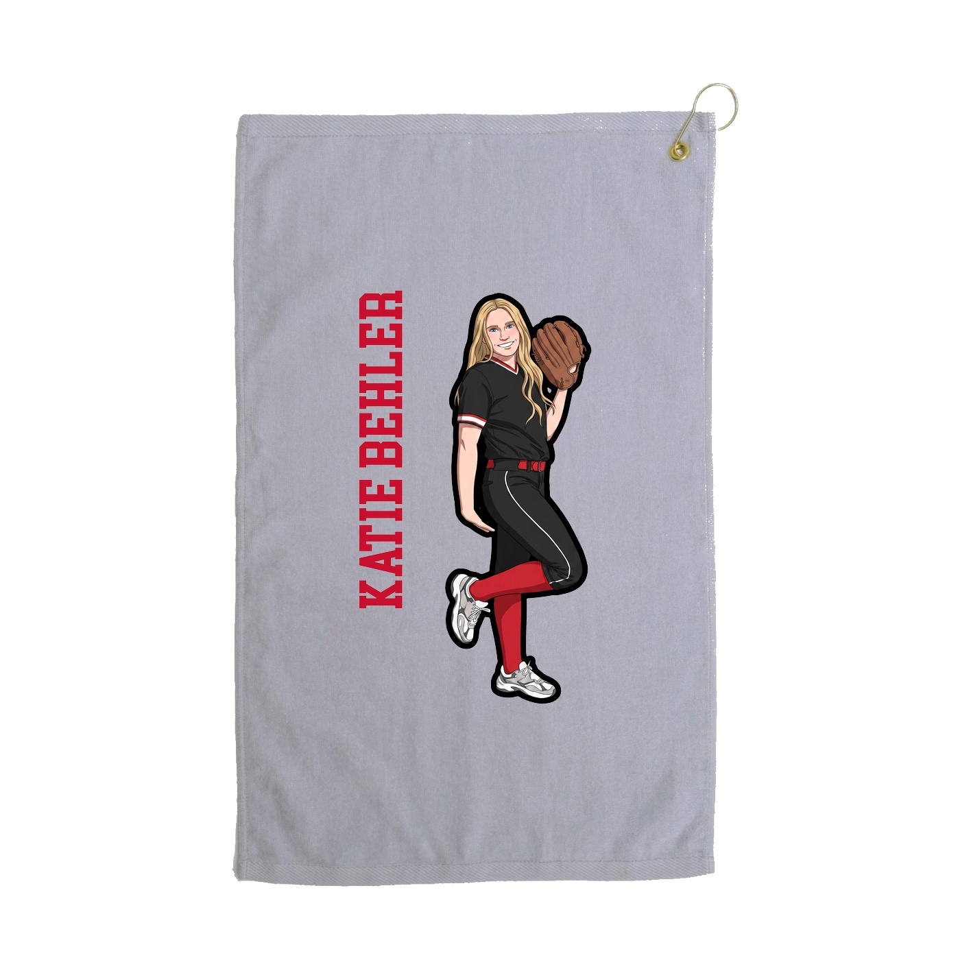 Golf Towel — Name Vertical in Grey