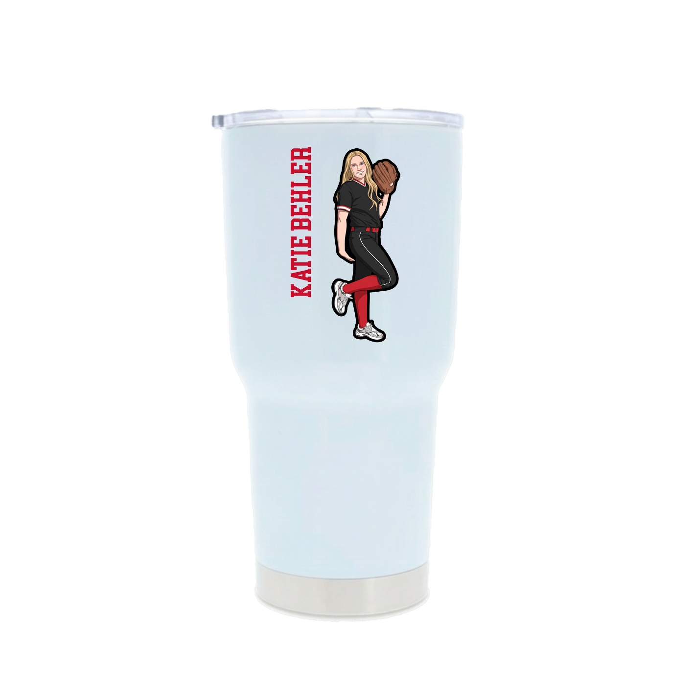 30oz Stainless Steel Tumbler — Name Vertical in White