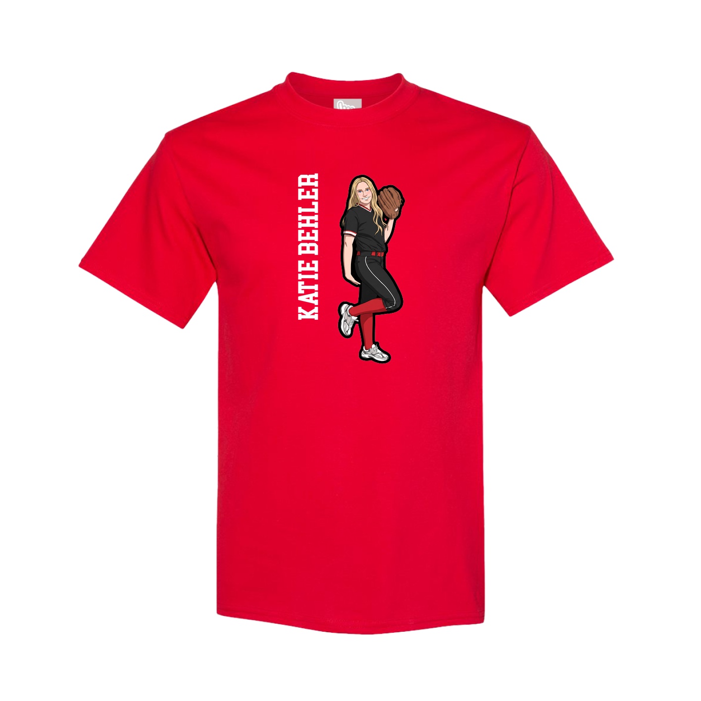 Tee — Name Vertical in Red