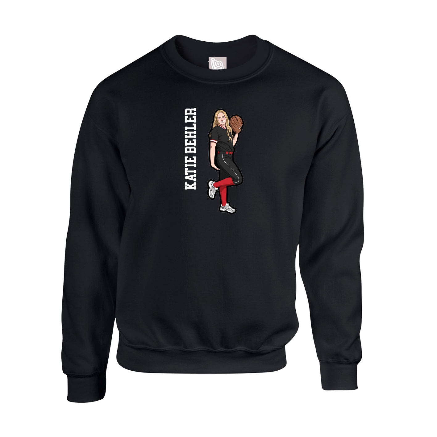 Fleece Crew — Name Vertical in Black