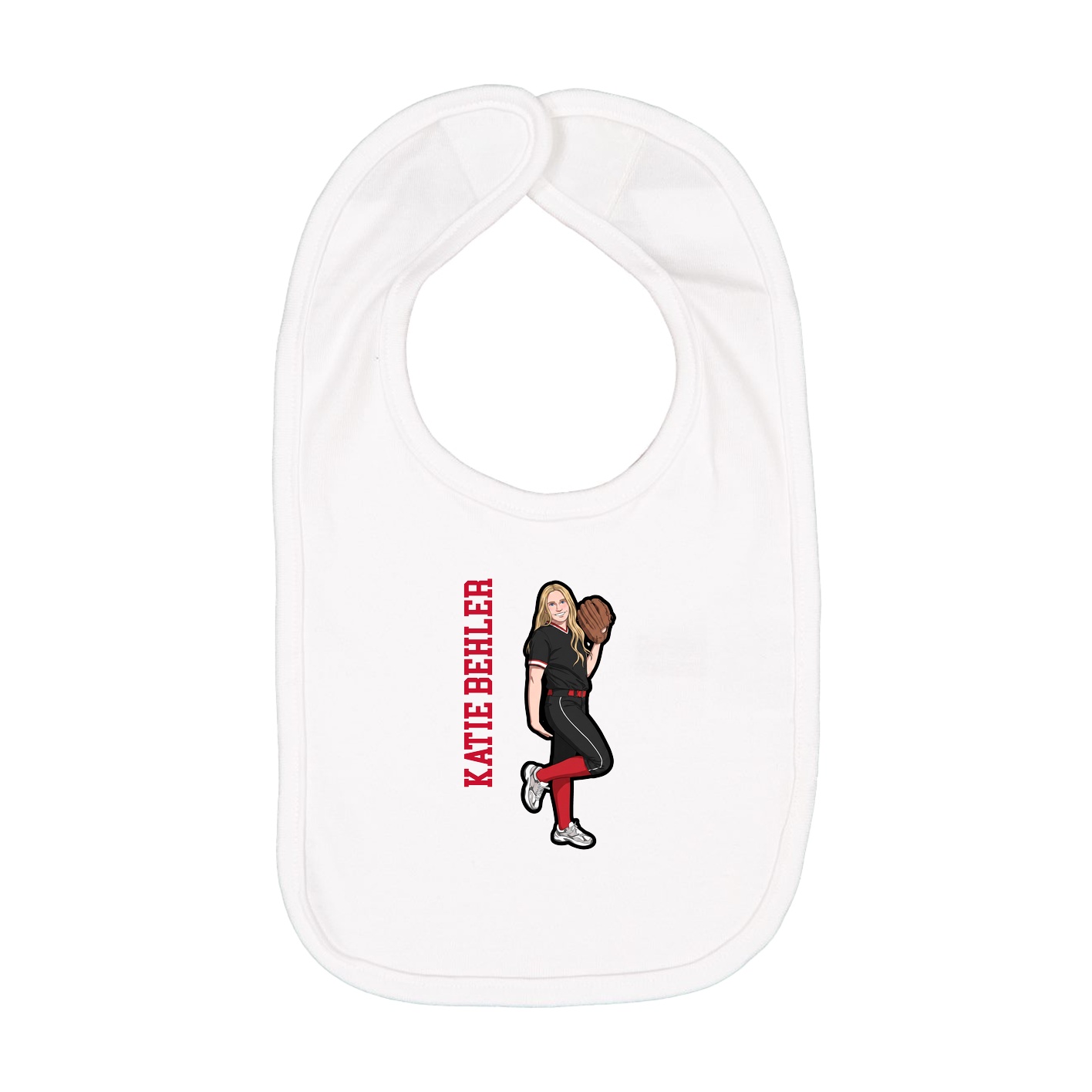 Infant Bib — Name Vertical in White