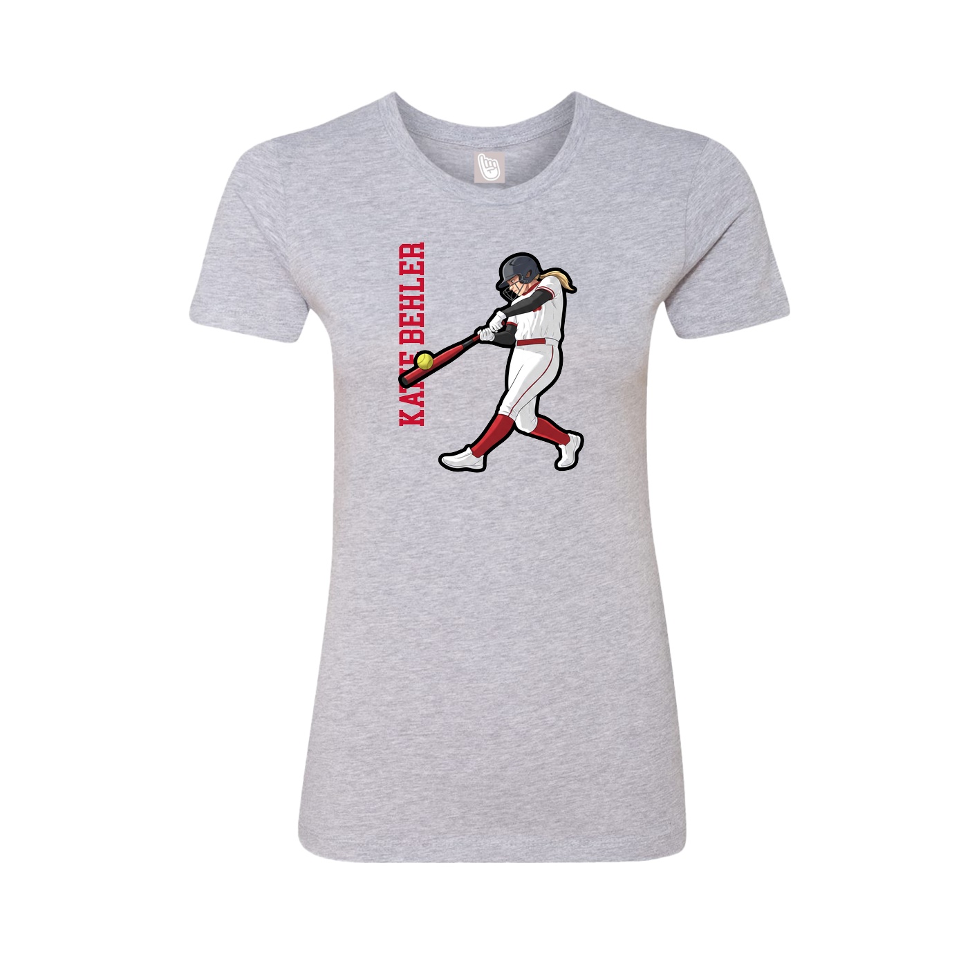 Fitted Women's Tee — Name Vertical in Grey