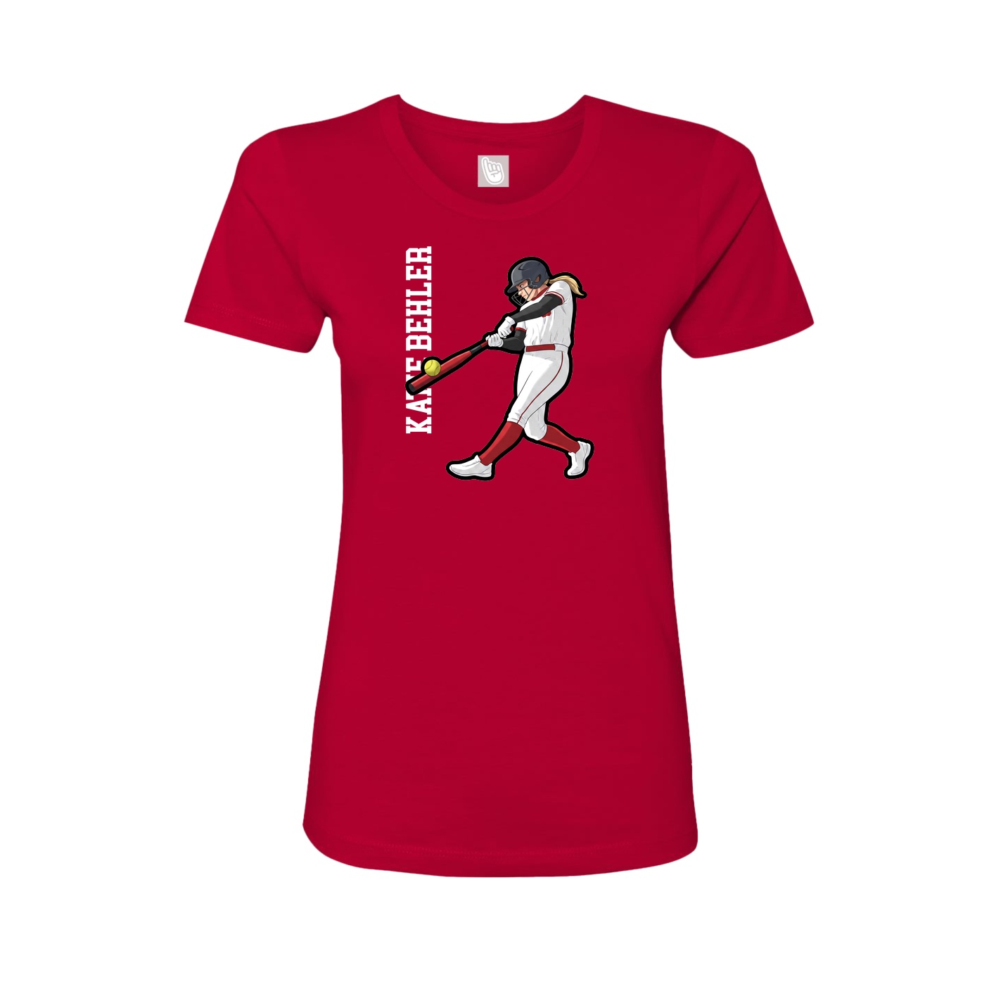Womens Tee — Name Vertical in Red