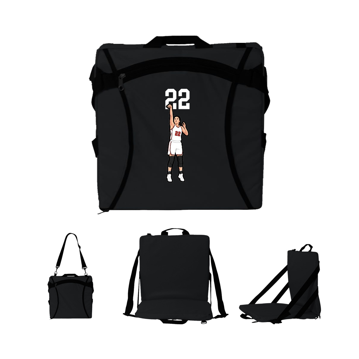 Folding Stadium Seat — Number Top in Black
