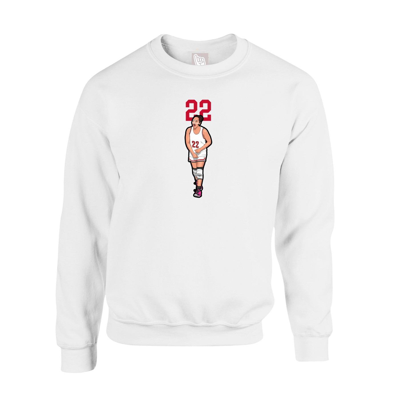 Fleece Crew — Number Top in White
