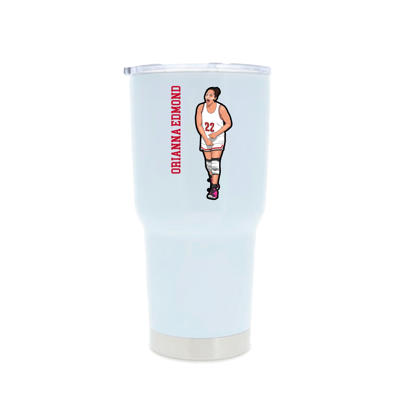 30oz Stainless Steel Tumbler — Name Vertical in White