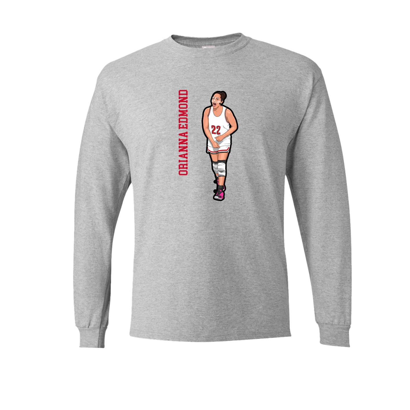 Long Sleeve Tee — Name Vertical in Grey