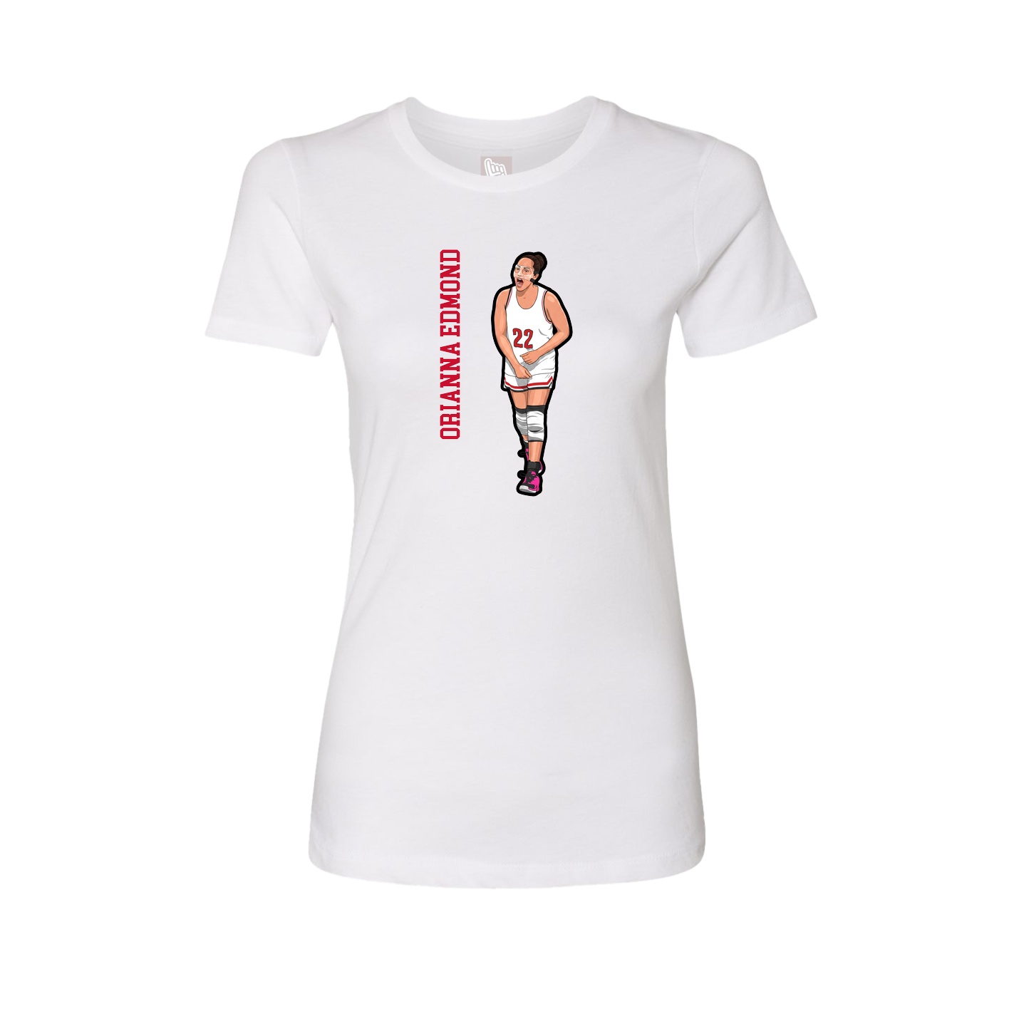 Fitted Women's Tee — Name Vertical in White