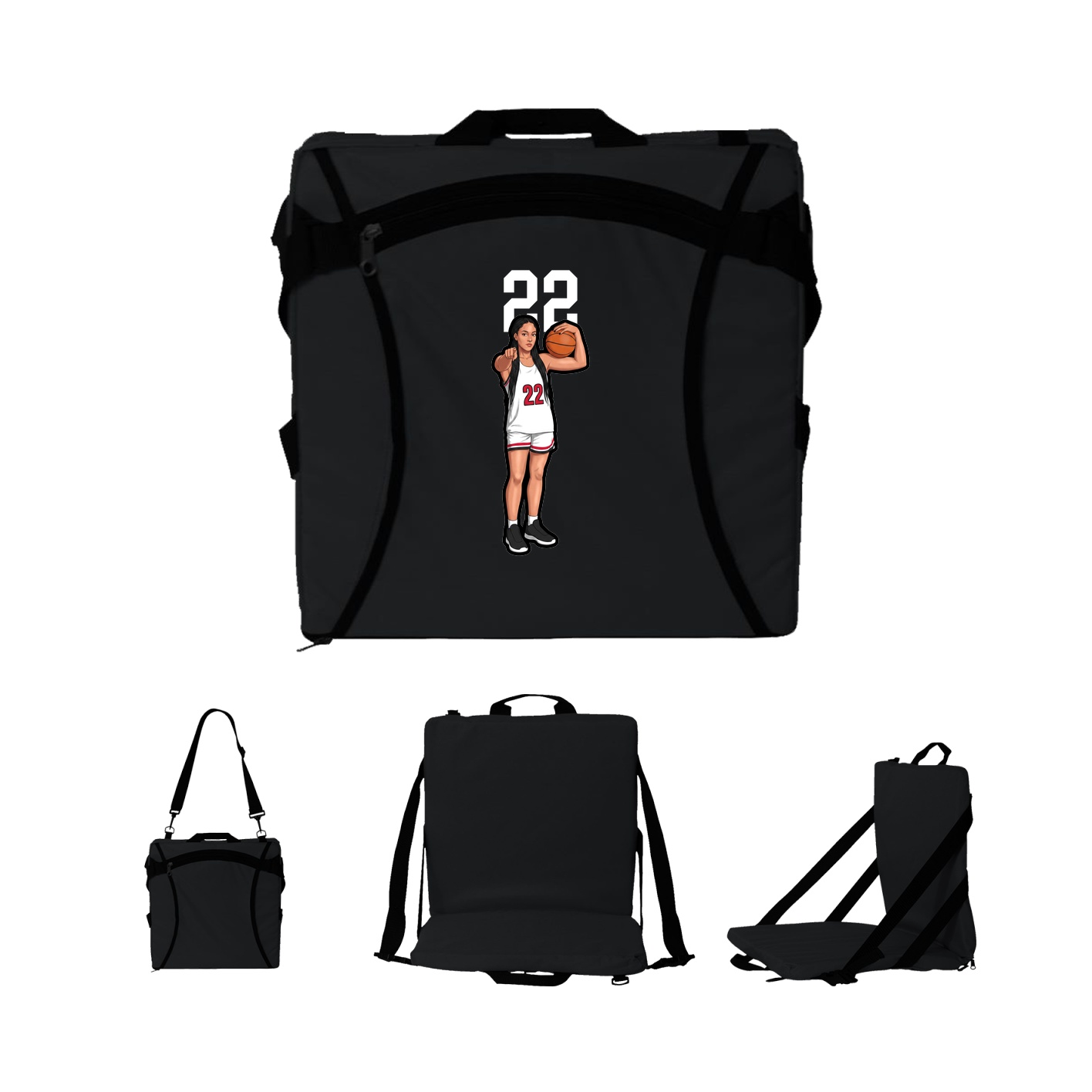 Folding Stadium Seat — Number Top in Black