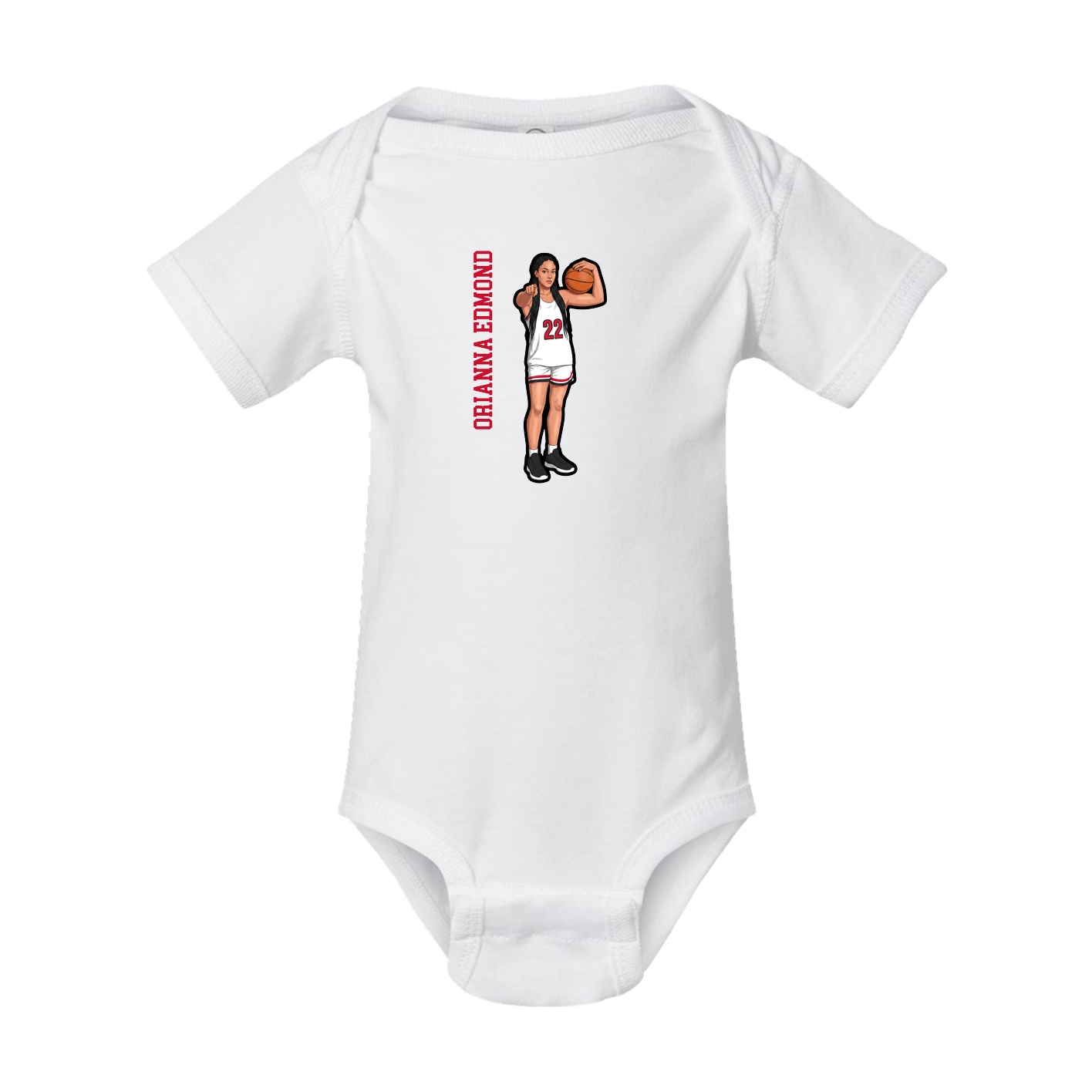 Baby Onesie — Name Vertical in White