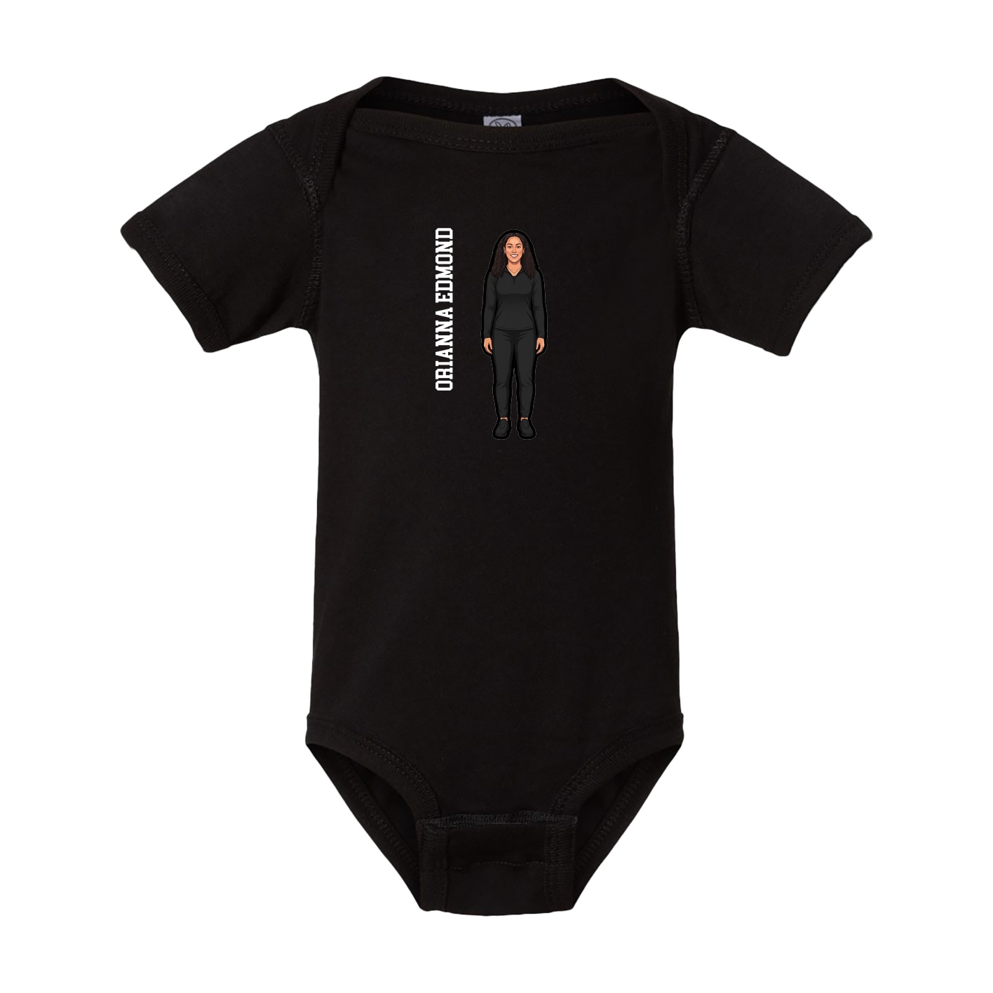 Baby Onesie — Name Vertical in Black