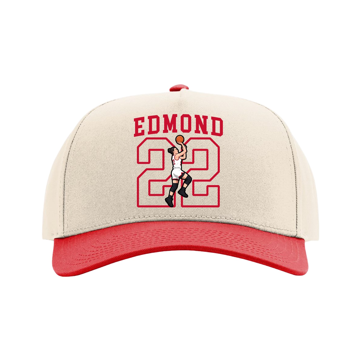 Full Fabric Five-Panel Champ Cap — Shirsey in Cream/Red