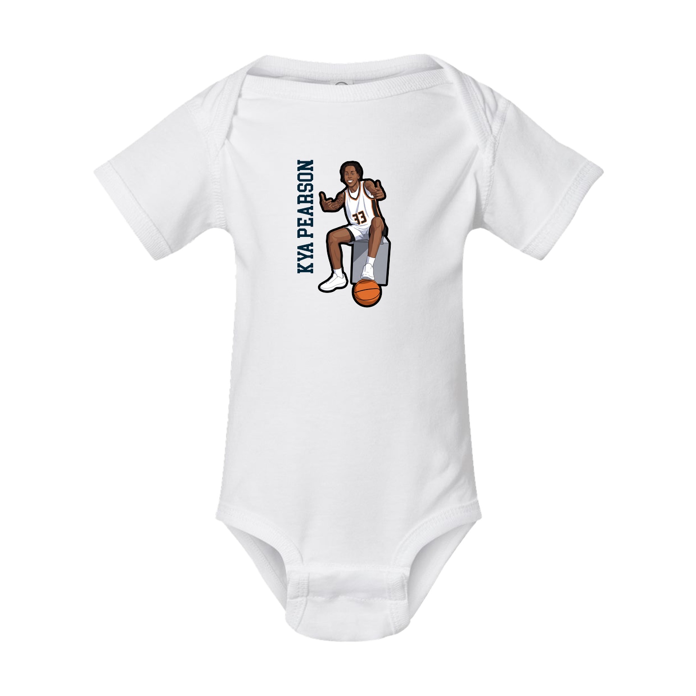 Baby Onesie — Name Vertical in White