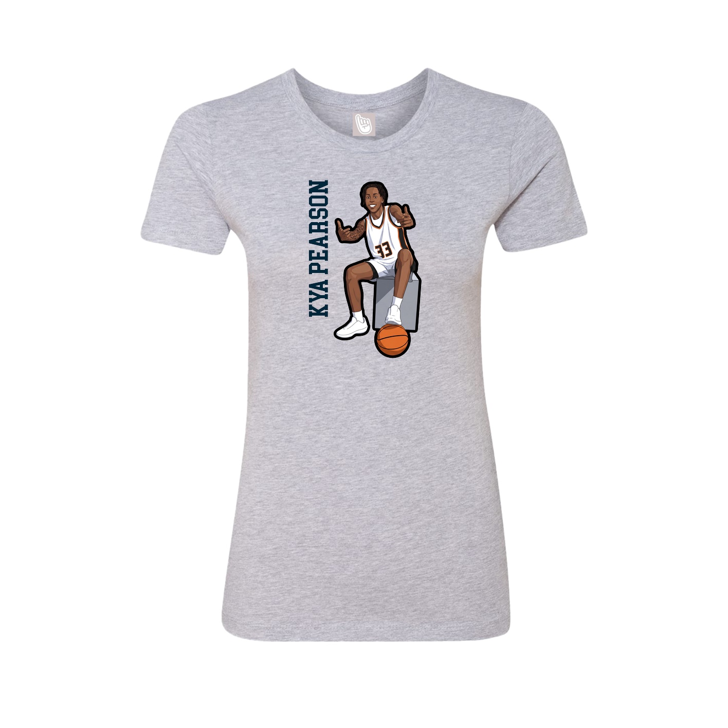 Fitted Women's Tee — Name Vertical in Grey