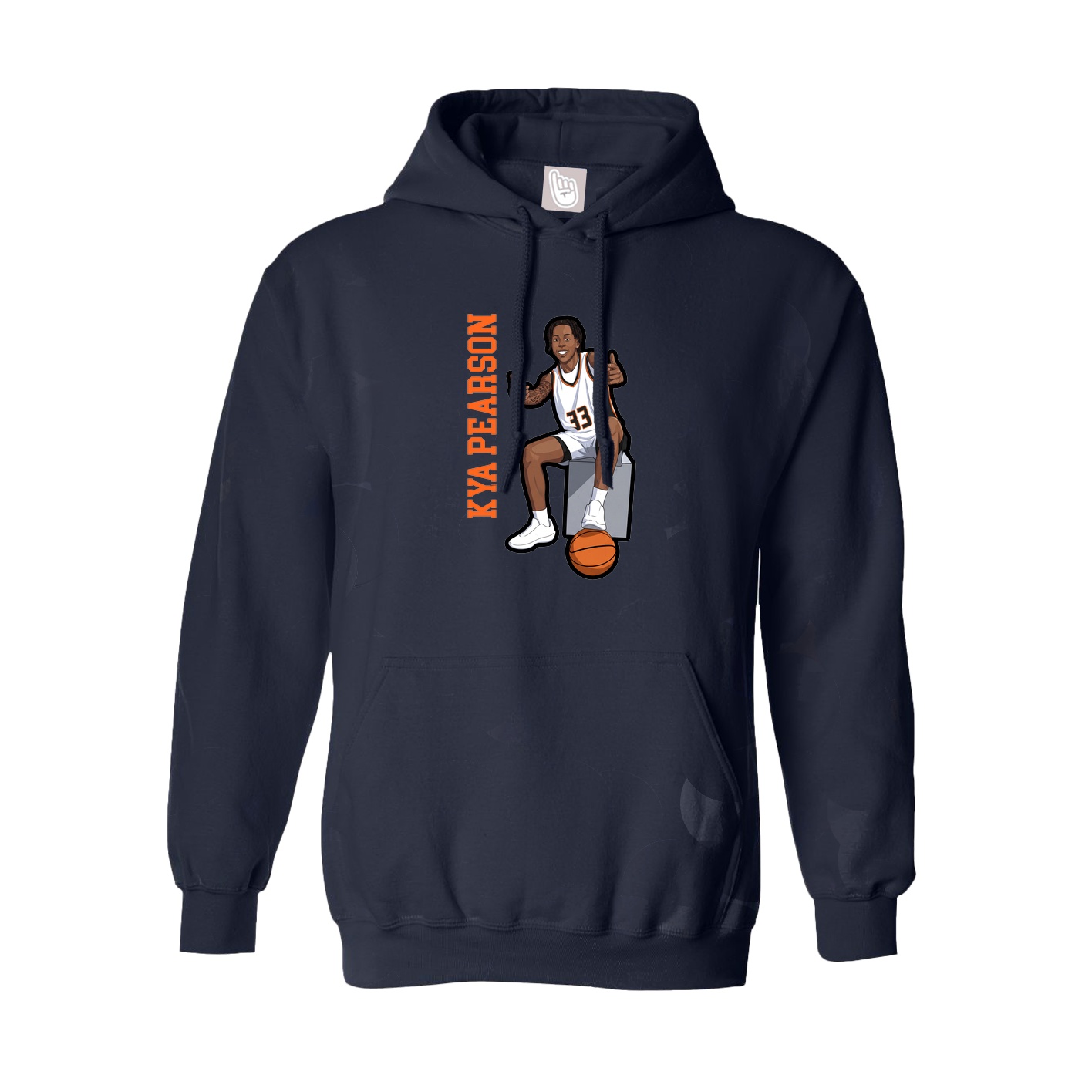 Hoodie — Name Vertical in Navy