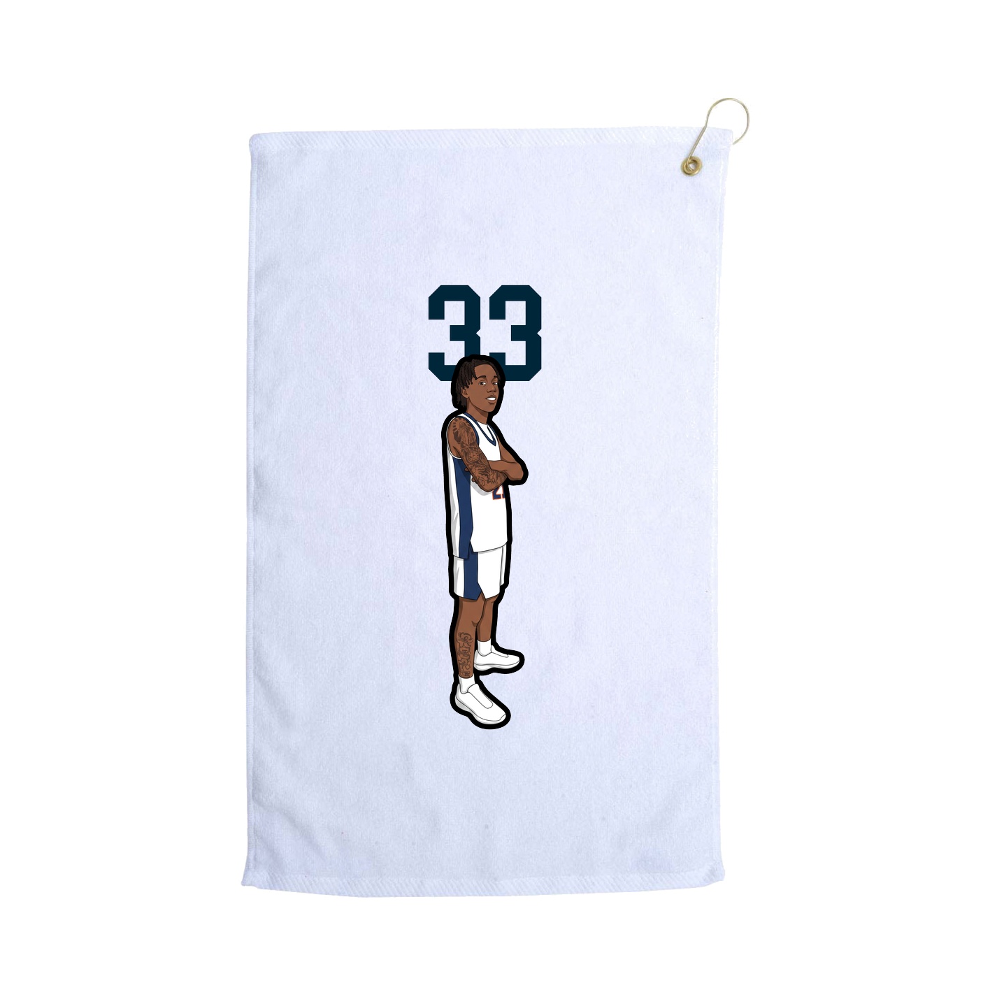 Golf Towel — Number Top in White