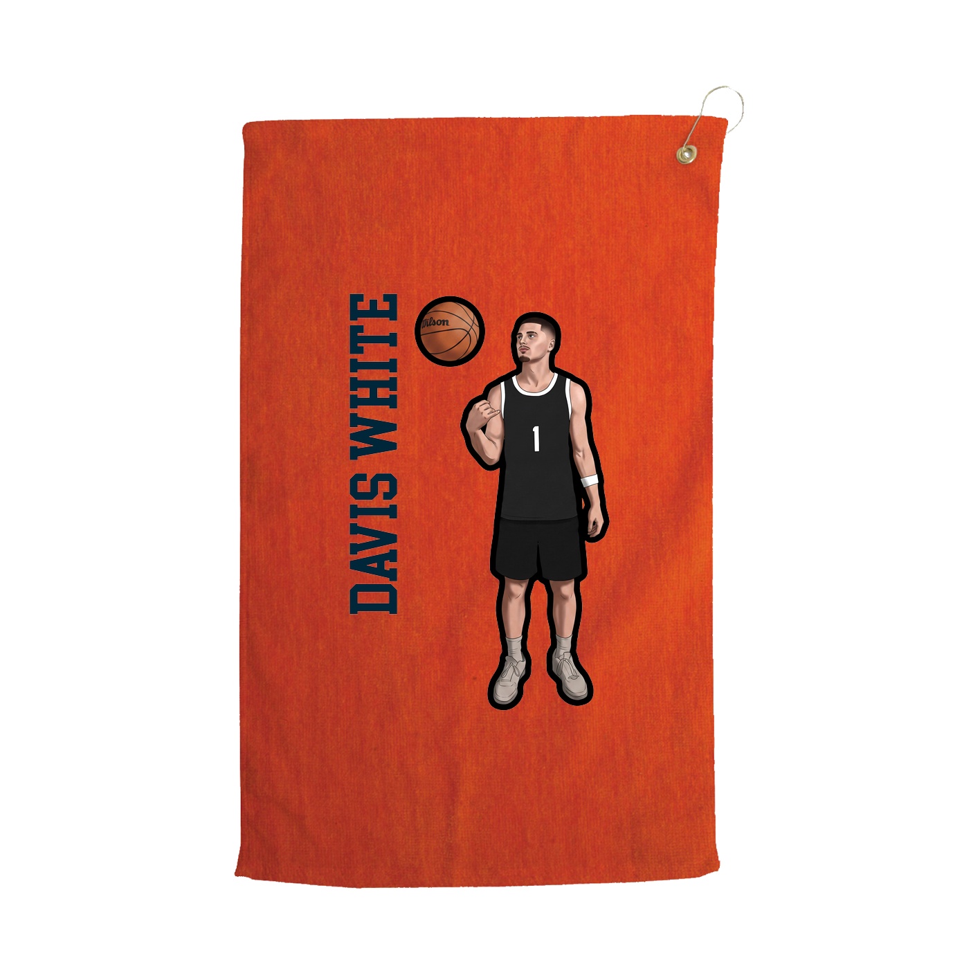 Golf Towel — Name Vertical in Orange