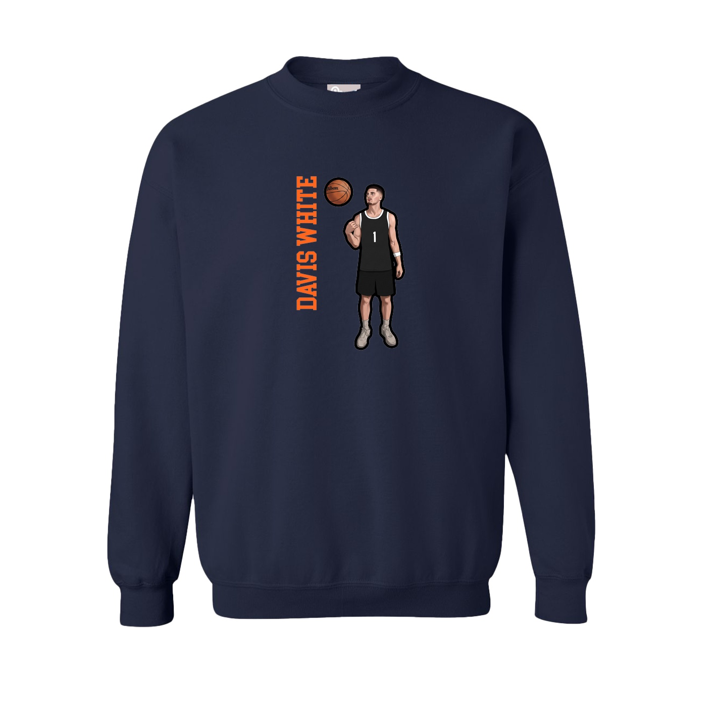 Fleece Crew — Name Vertical in Navy