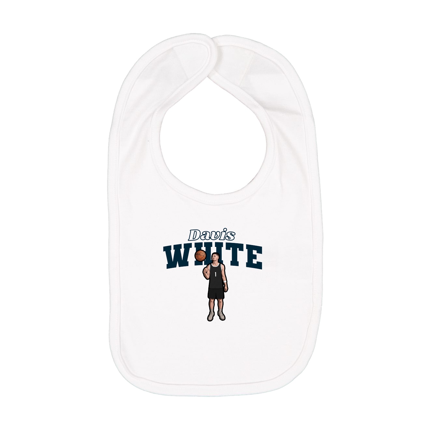 Infant Bib — Name Arch in White