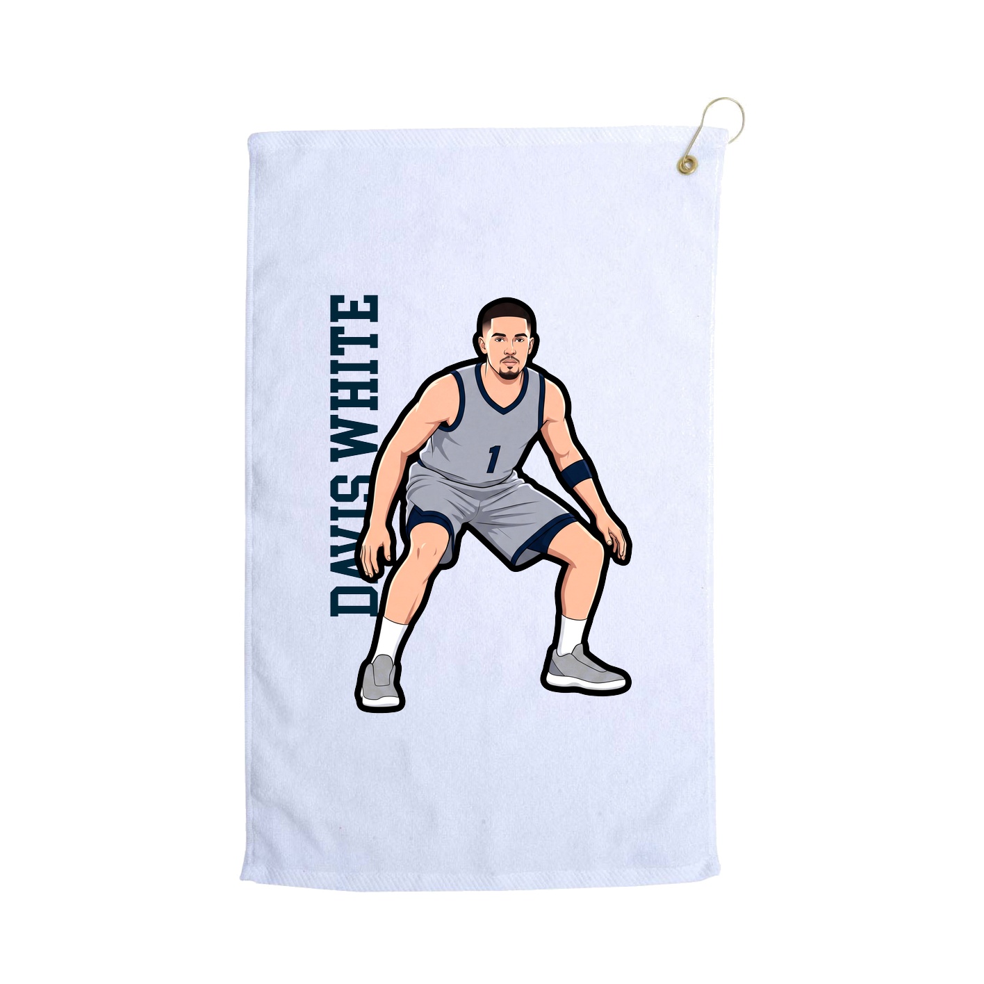 Golf Towel — Name Vertical in White
