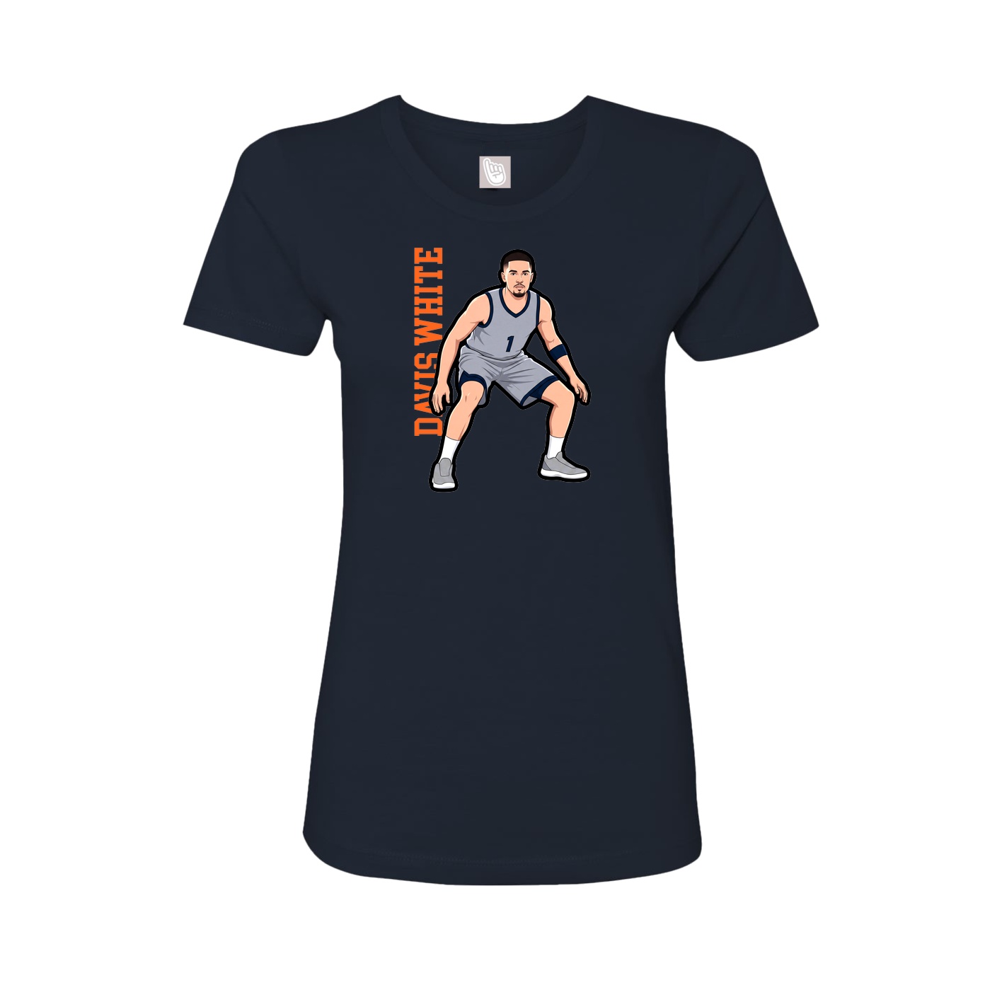 Fitted Women's Tee — Name Vertical in Navy