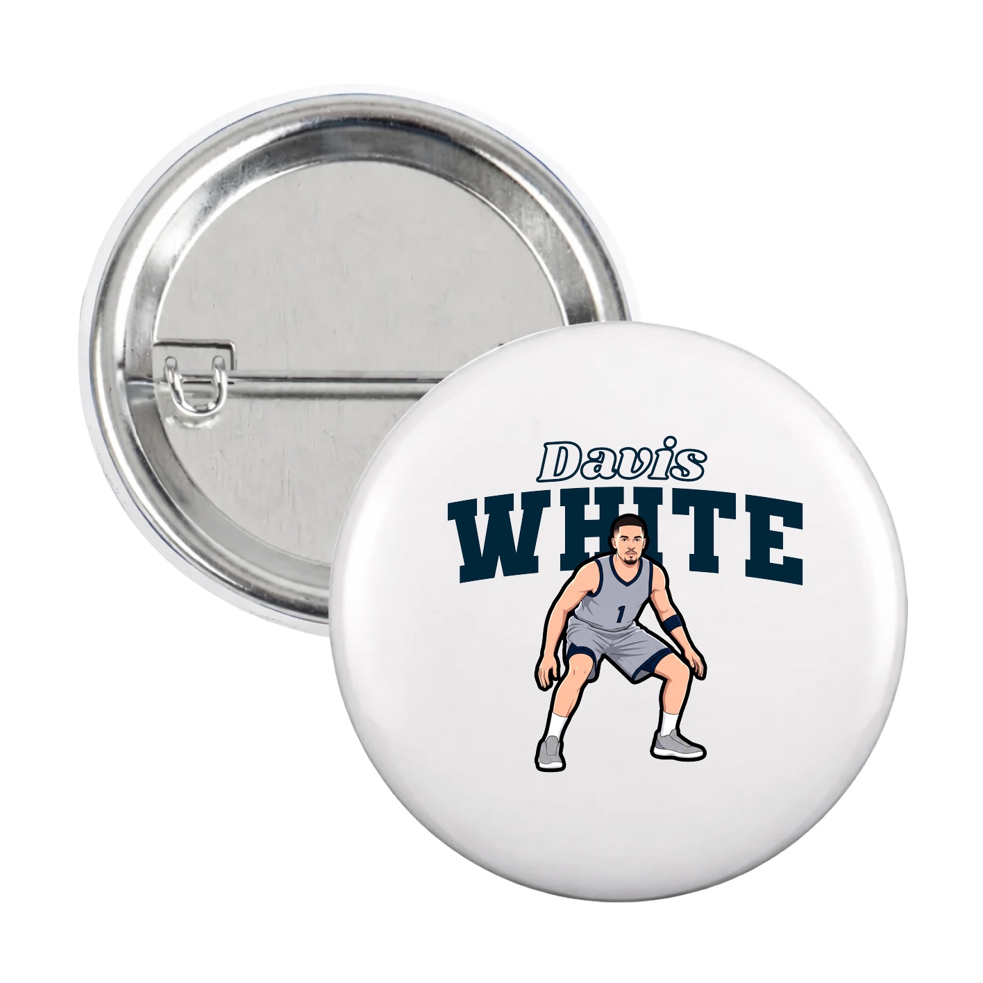 Game Day Button — Name Arch in White