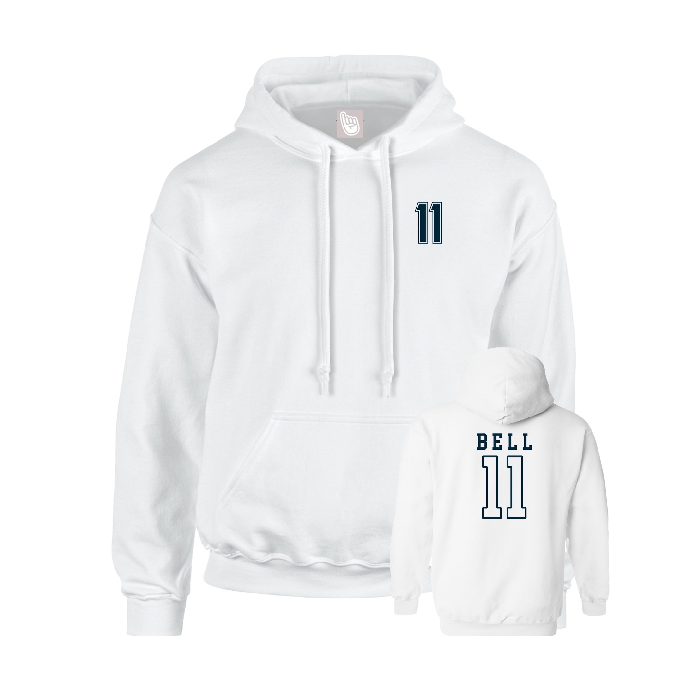 Youth Hoodie — Chest Back in White