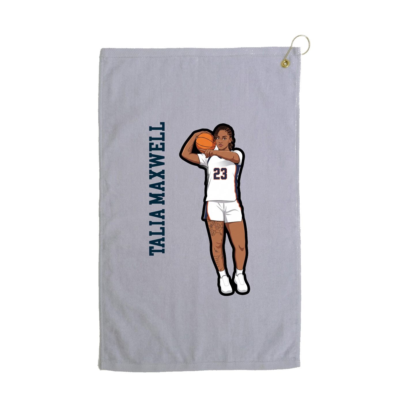 Golf Towel — Name Vertical in Grey
