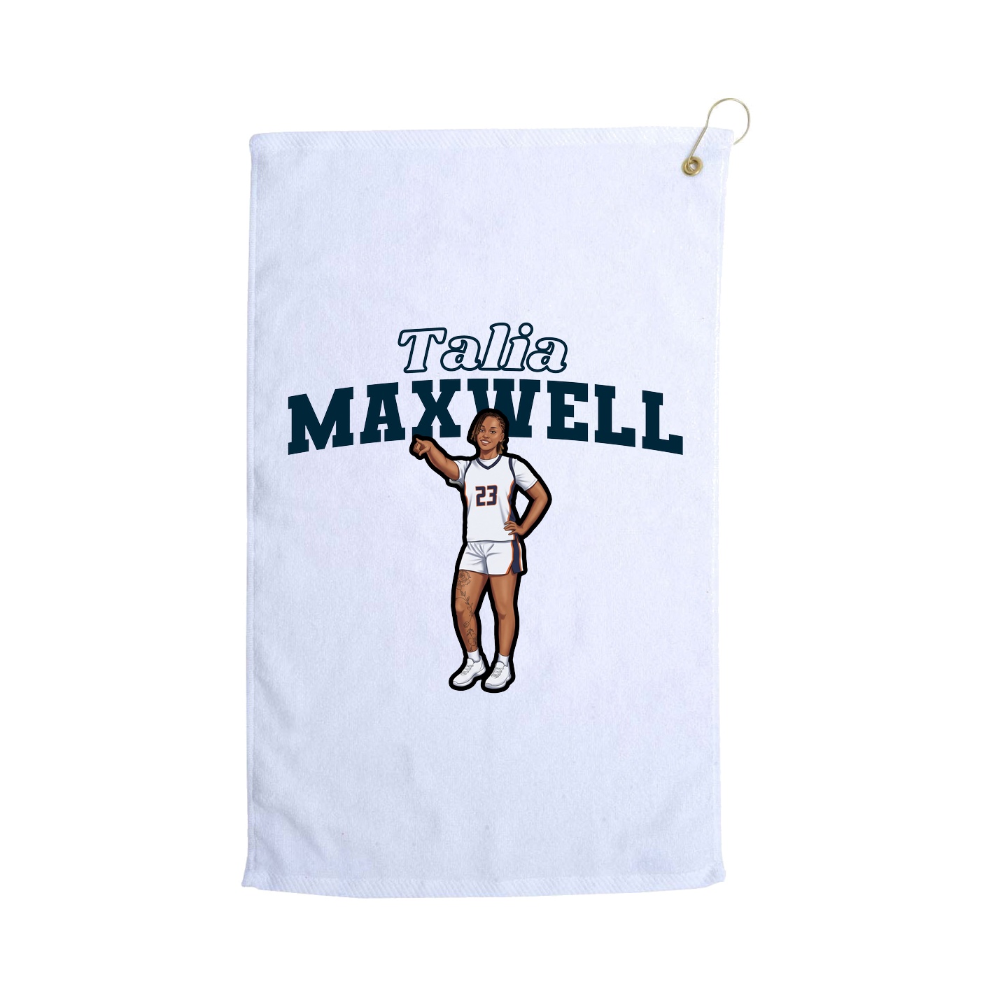 Golf Towel — Name Arch in White