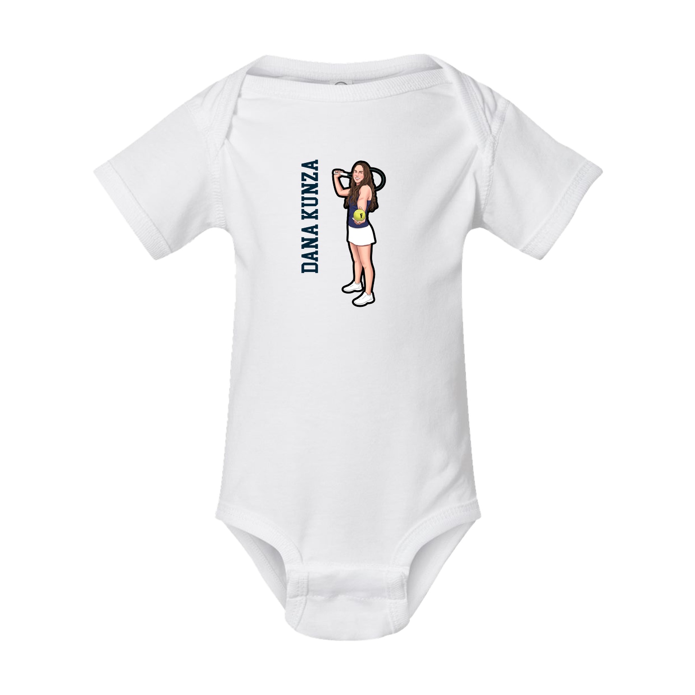 Baby Onesie — Name Vertical in White