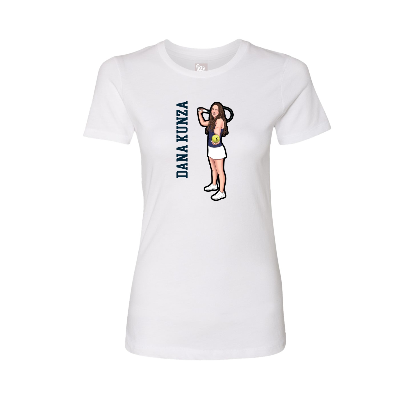 Fitted Women's Tee — Name Vertical in White