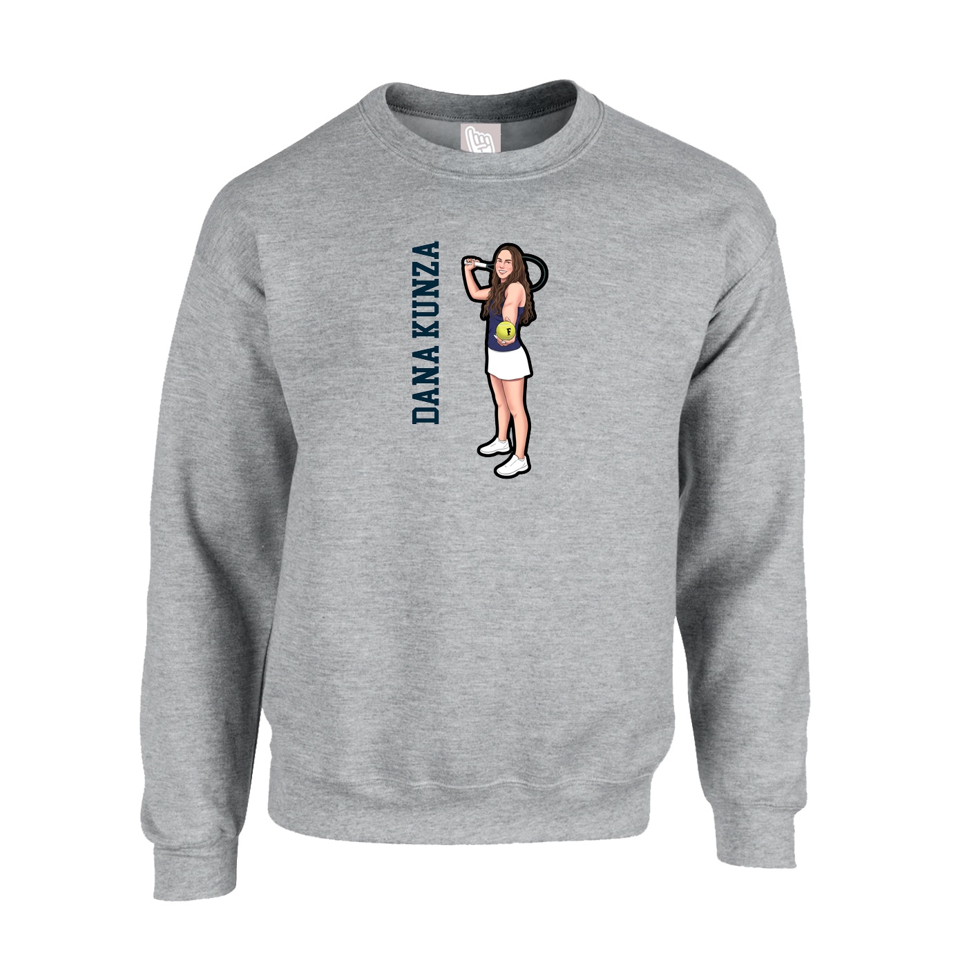 Fleece Crew — Name Vertical in Grey