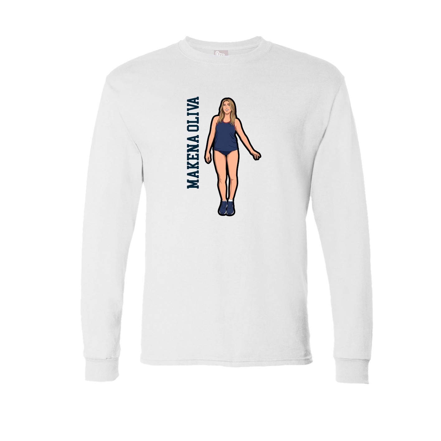 Long Sleeve Tee — Name Vertical in White