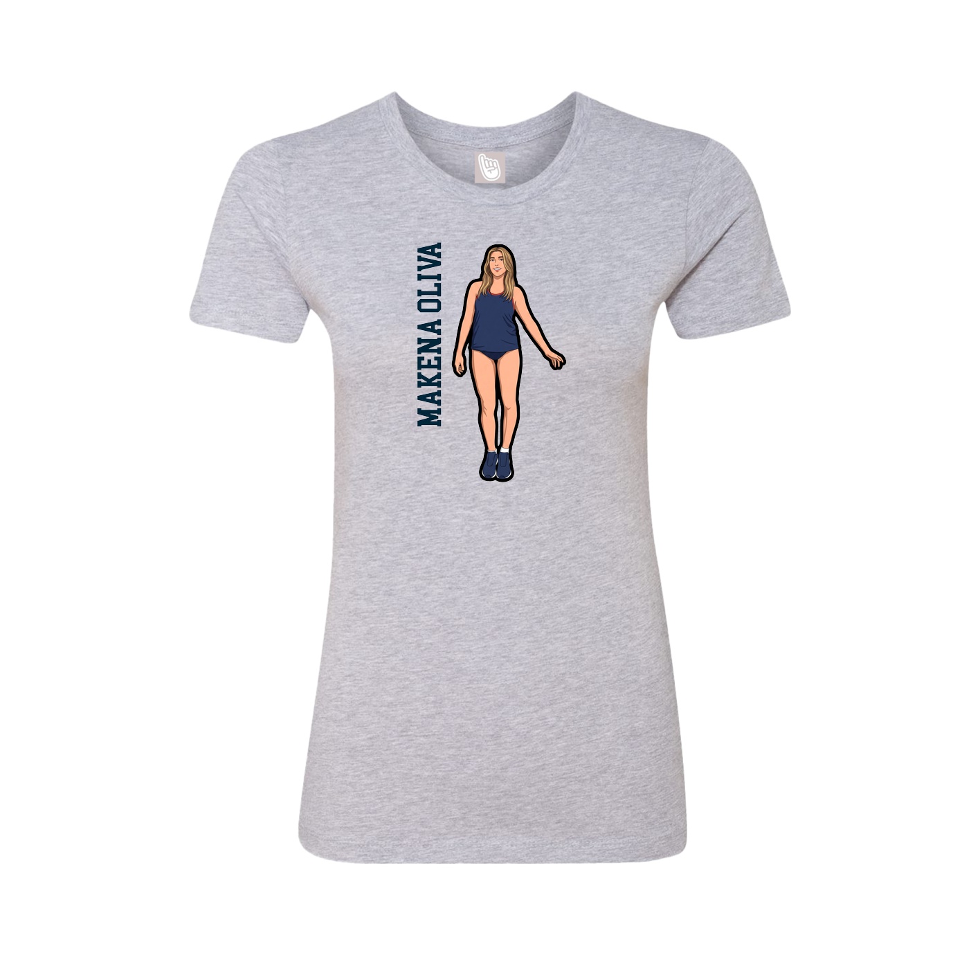 Fitted Women's Tee — Name Vertical in Grey