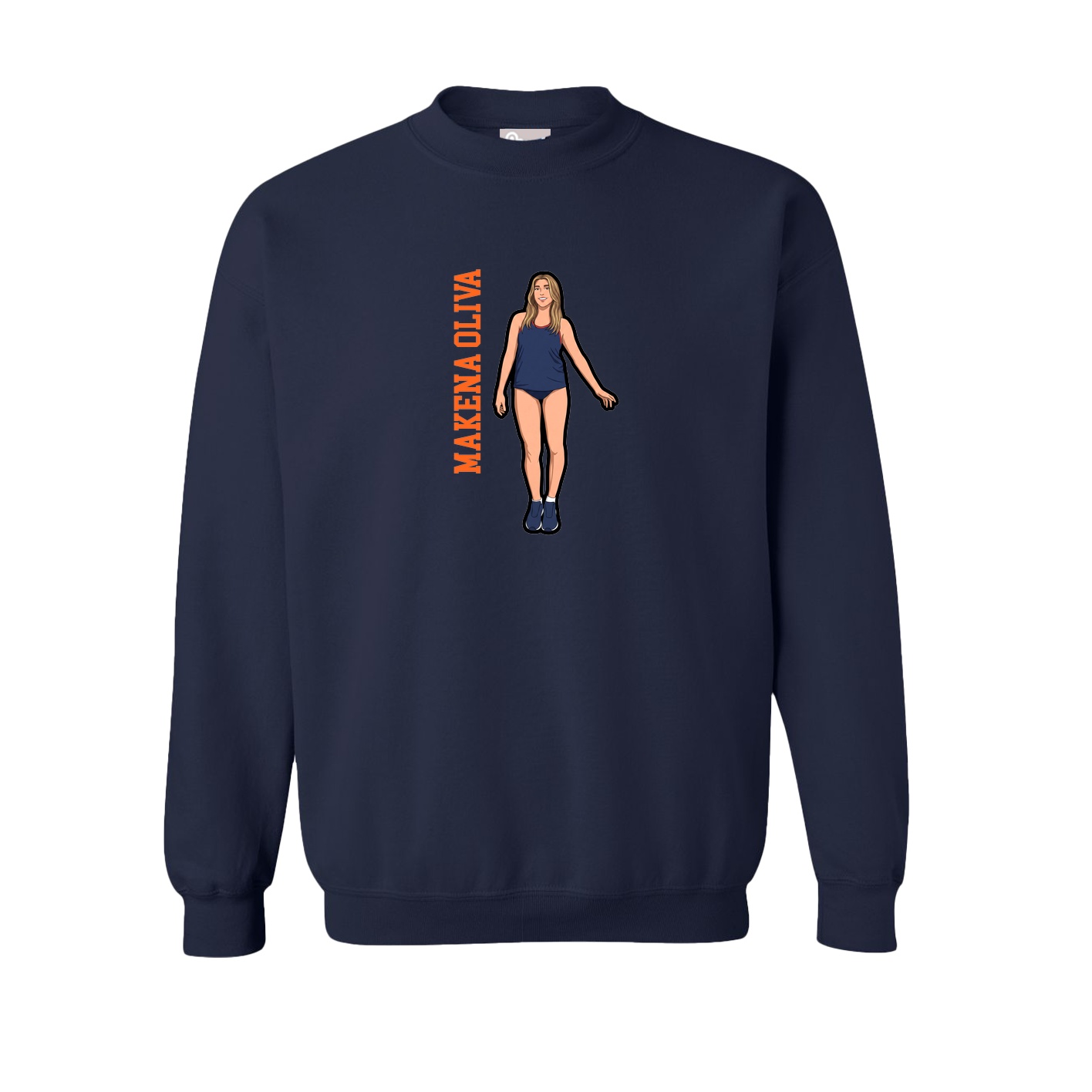 Fleece Crew — Name Vertical in Navy