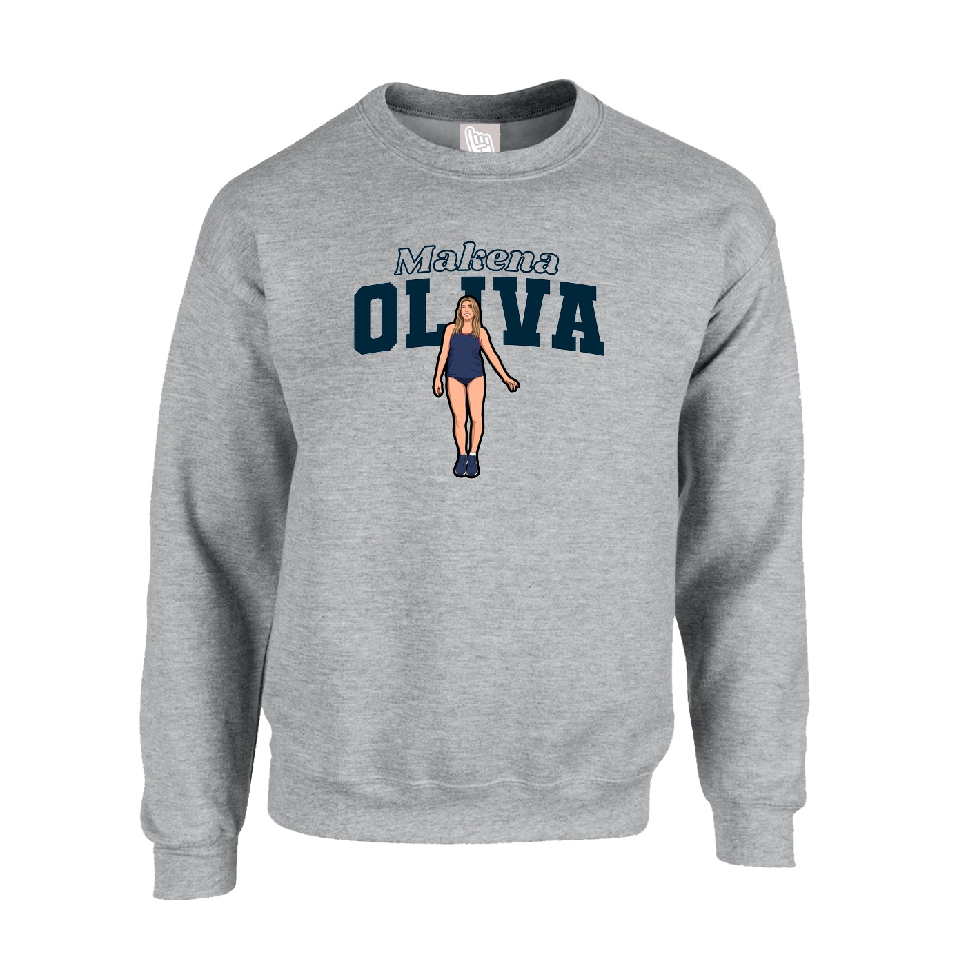 Fleece Crew — Name Arch in Grey