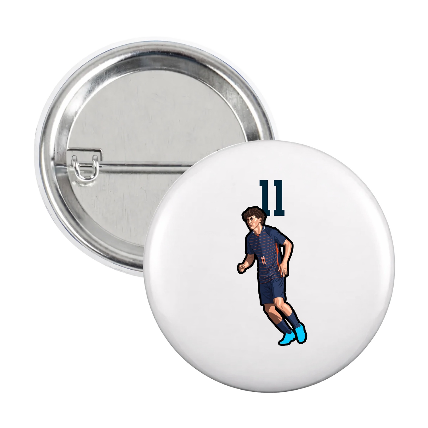 Game Day Button — Number Top in White