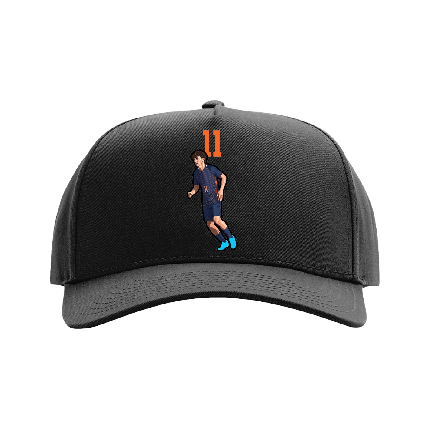 Full Fabric Five-Panel Champ Cap — Number Top in Black